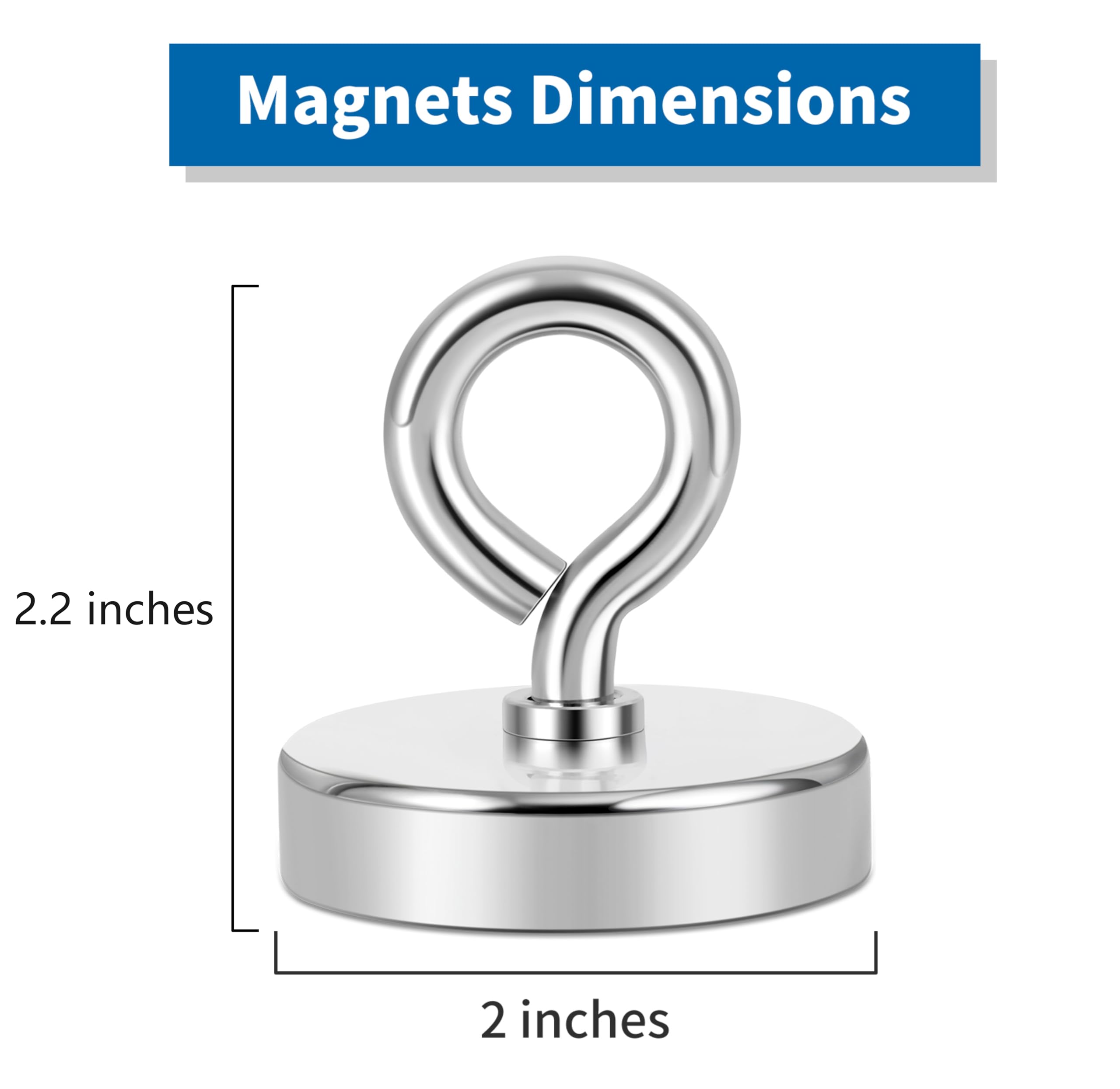 Neosmuk 300lb Heavy Duty Fishing Magnet Kit - 2.0 Inch Large Diameter Neodymium Rare Earth Magnet with Rope for Retrieving Tools & Metal Objects | Perfect for Magnet Fishing, Underwater Recovery, and DIY Projects