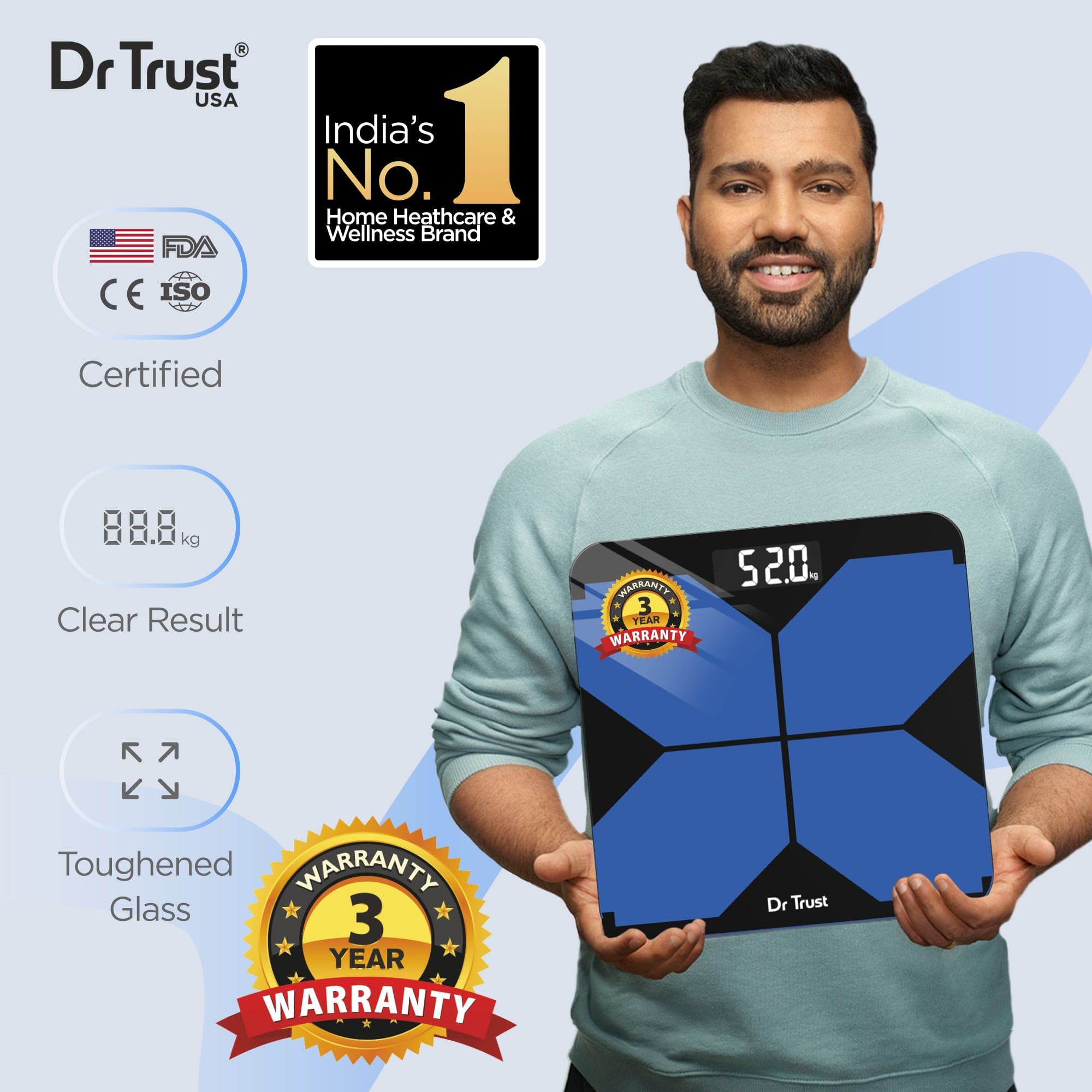 Dr Trust USA Digital Body Weight Scale 524 - Accurate Electronic Weighing Machine for Home Use, BMI Tracking & Weight Loss Progress - 3 Year Warranty - Perfect for Fitness Enthusiasts & Health Monitoring