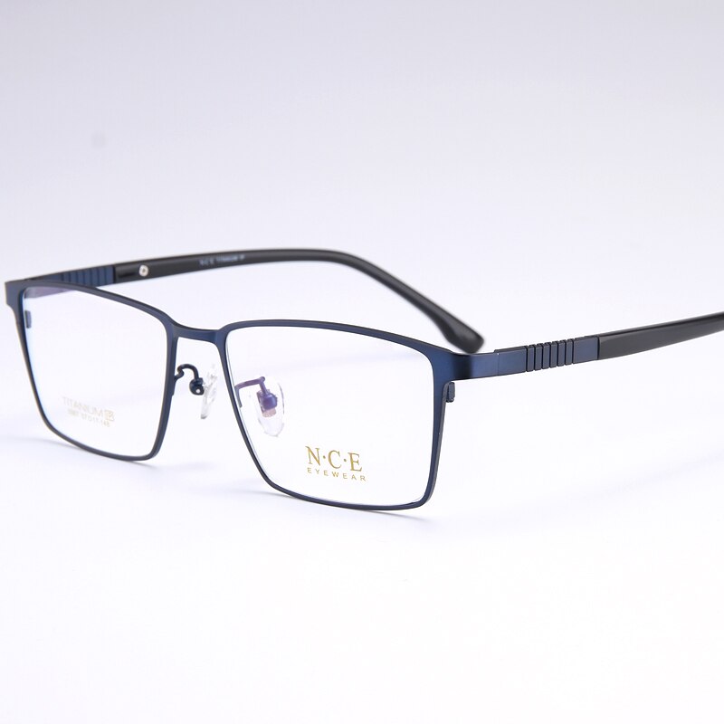 Bclear Men's Full Rim Square Titanium Eyeglasses Frame - Lightweight Durable My5007 for Work, Reading & Driving