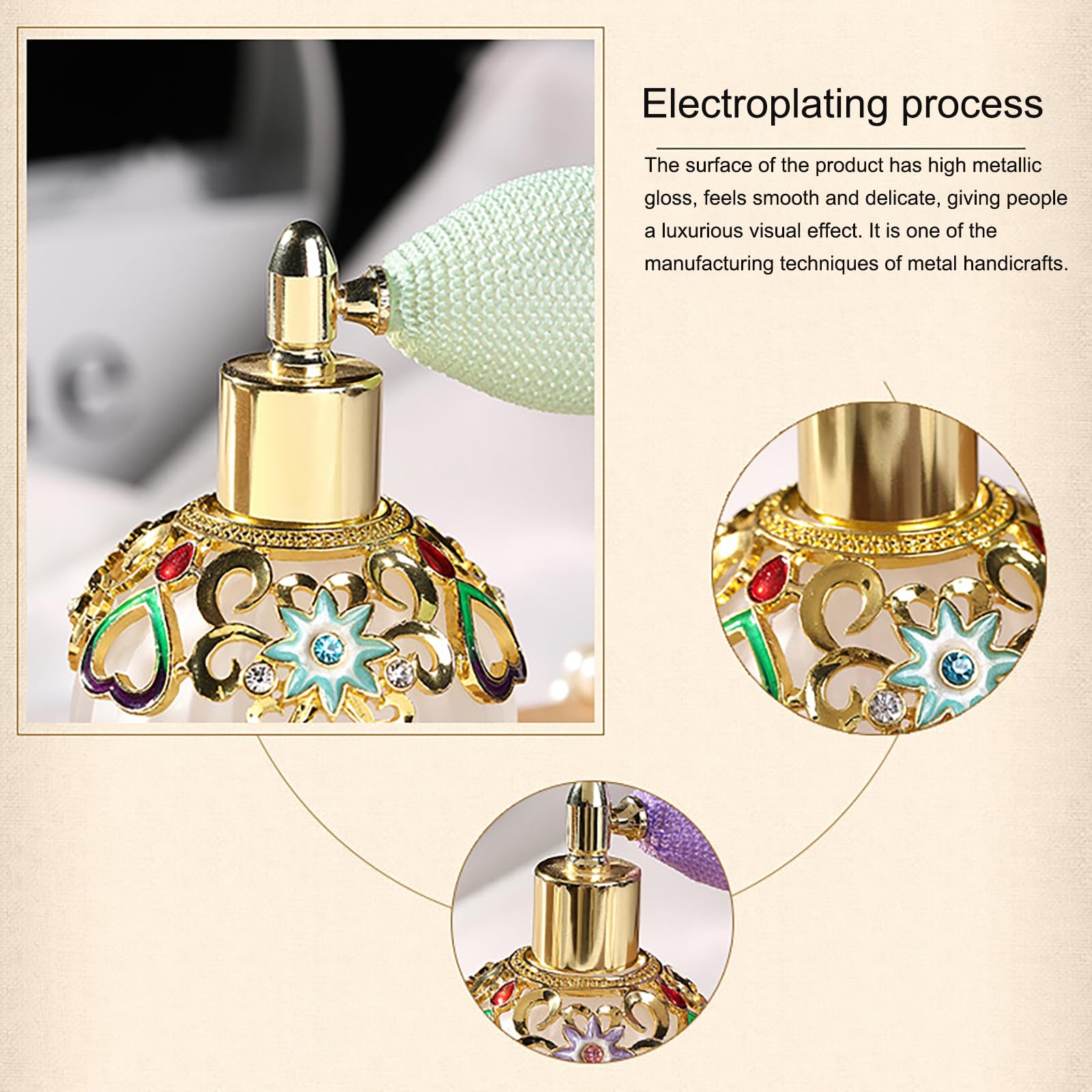 50ml Empty Glass Perfume Spray Bottle - 1 Pack Refillable Vintage Perfume Atomizer with Golden Cap | Perfect for Travel, DIY Fragrances & Essential Oil Diffuser