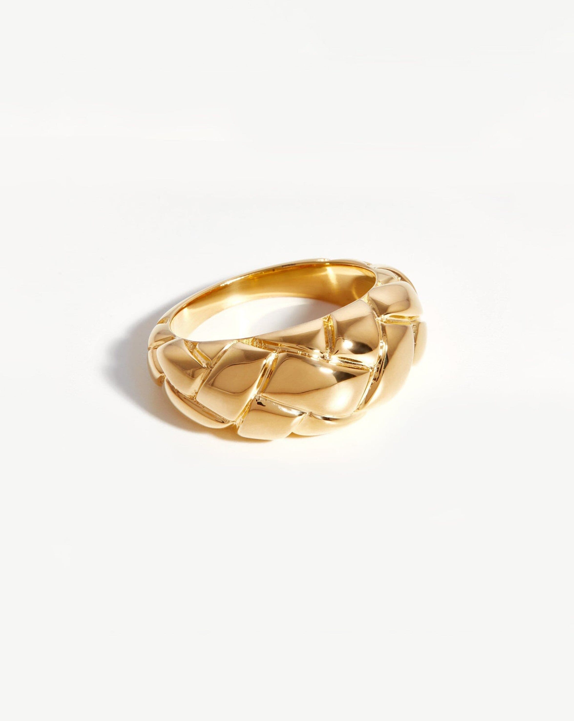 Lucy Williams Dome Waffle Ring | 18k Gold Vermeil Stackable Ring for Women | Elegant Jewelry Gift for Birthday, Anniversary & Everyday Wear