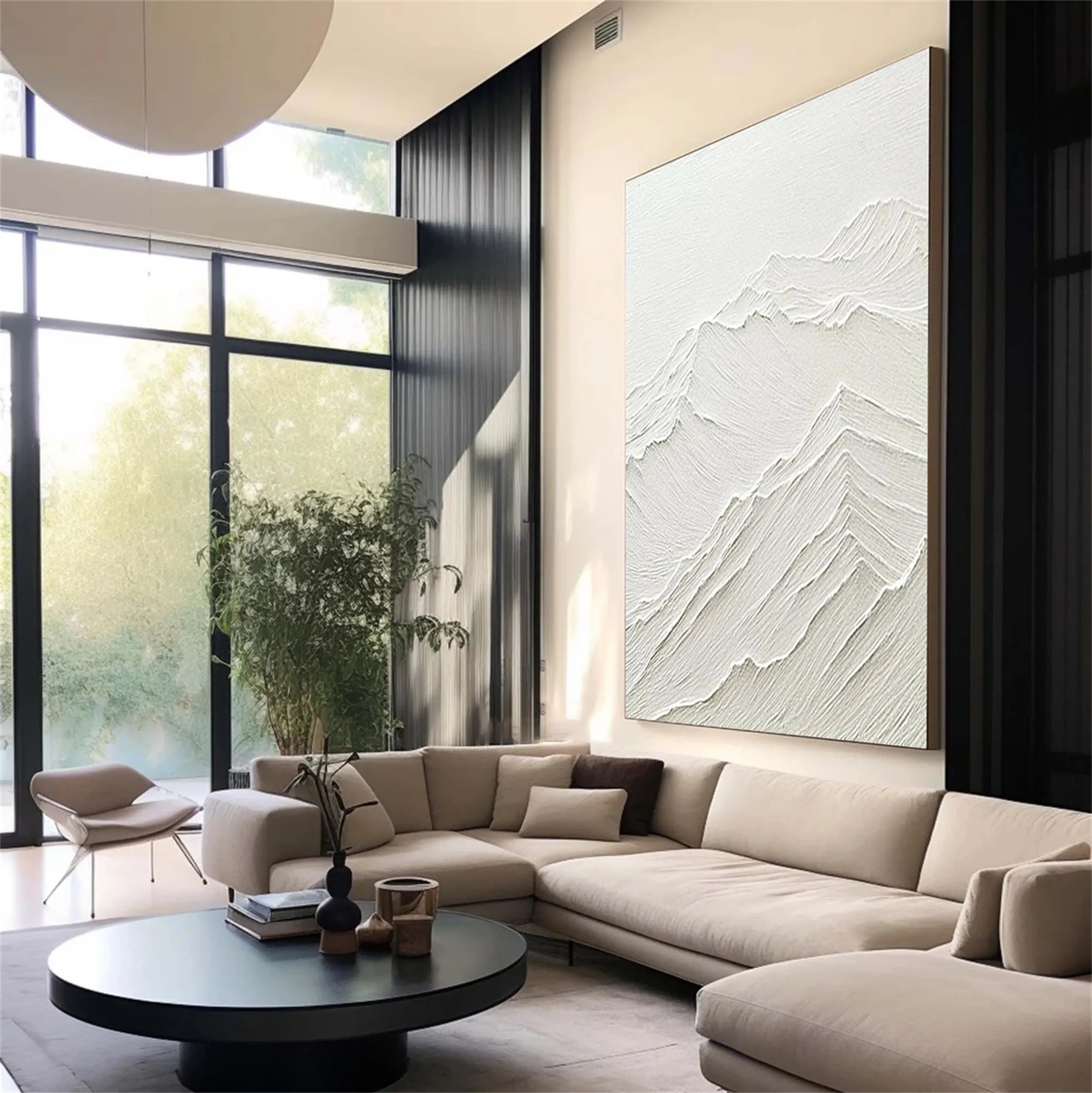 White Minimalist Textured Painting Canvas - Modern Abstract Wall Art for Living Room & Bedroom Decor | Premium Quality #MM192