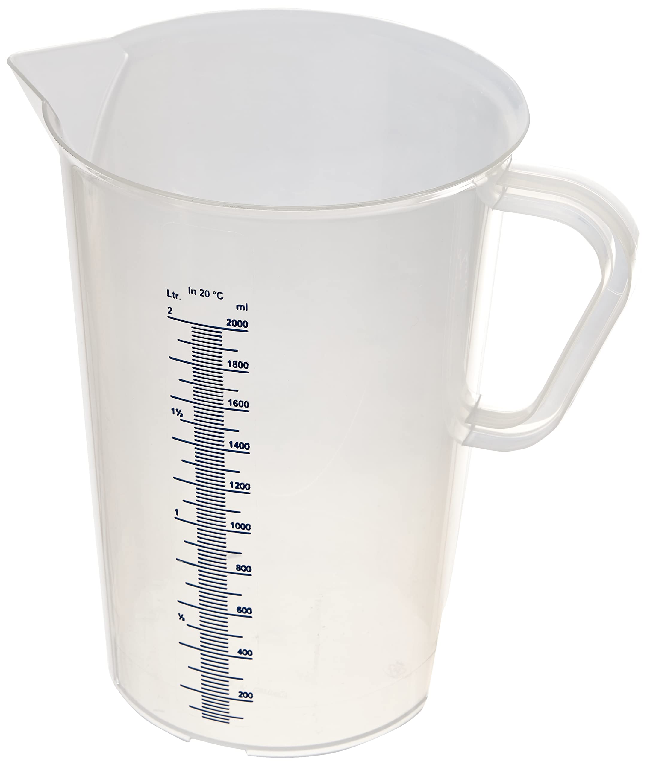 De Buyer 2L Transparent Plastic Graduated Measuring Jug Pot - 21.5cm Height for Baking, Cooking & Mixing - Perfect for Kitchen, Lab & DIY Projects