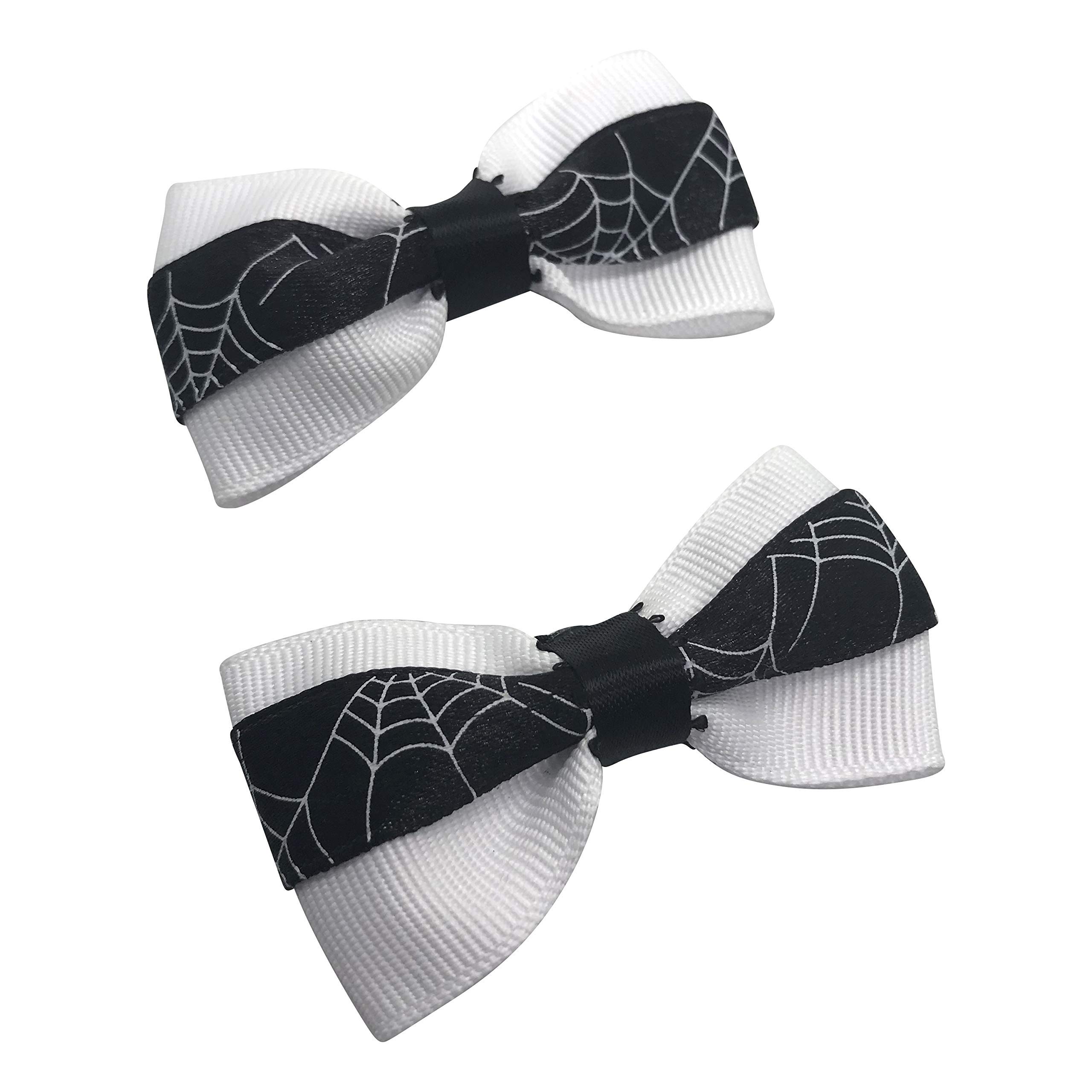 Halloween Spider Web Hair Bows for Girls - Toddler Pigtail Bows for Party