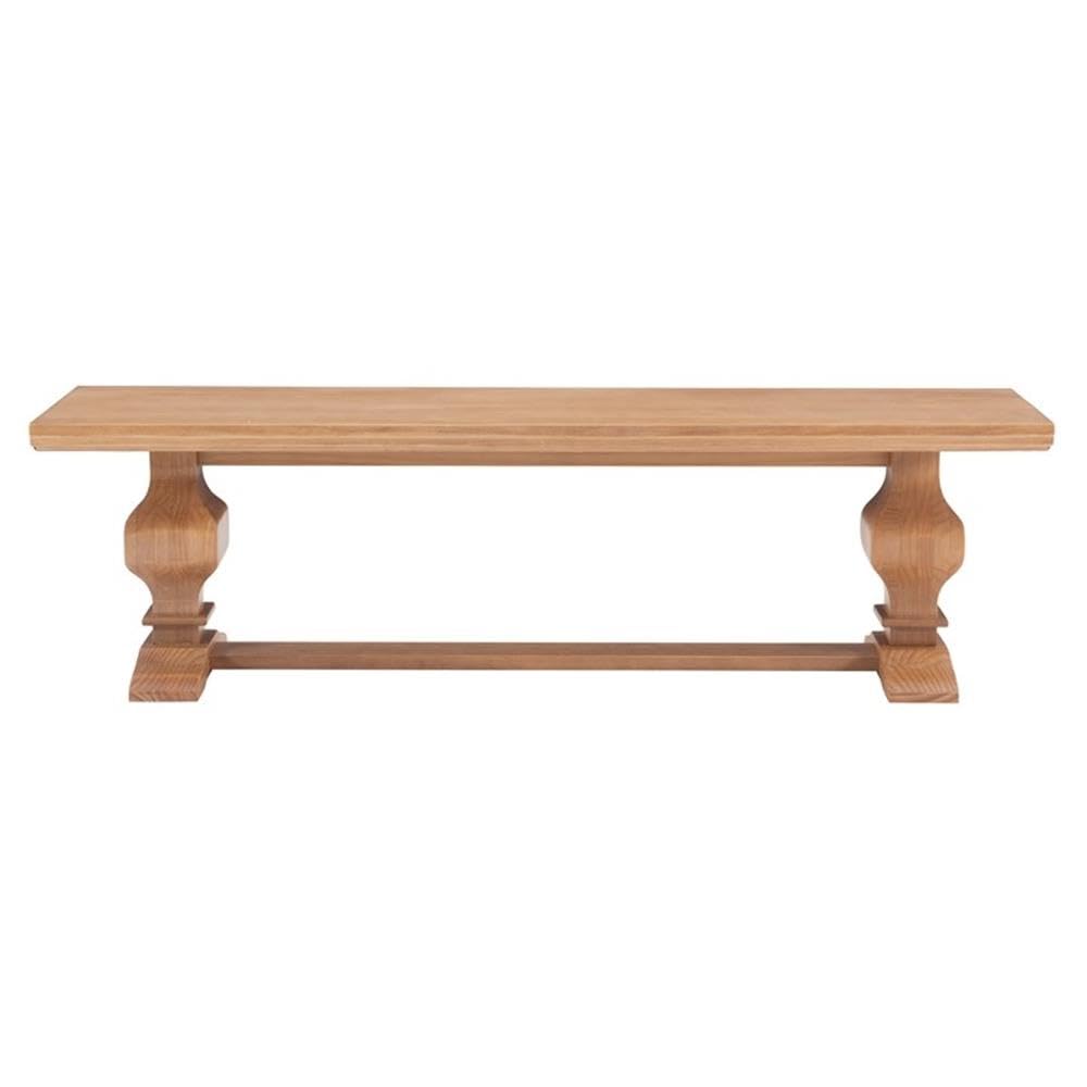 Linon Larson Solid Pine Wood Double Pedestal Bench - Rustic Honey Brown Finish | Durable Entryway, Bedroom, or Dining Room Seating Bench