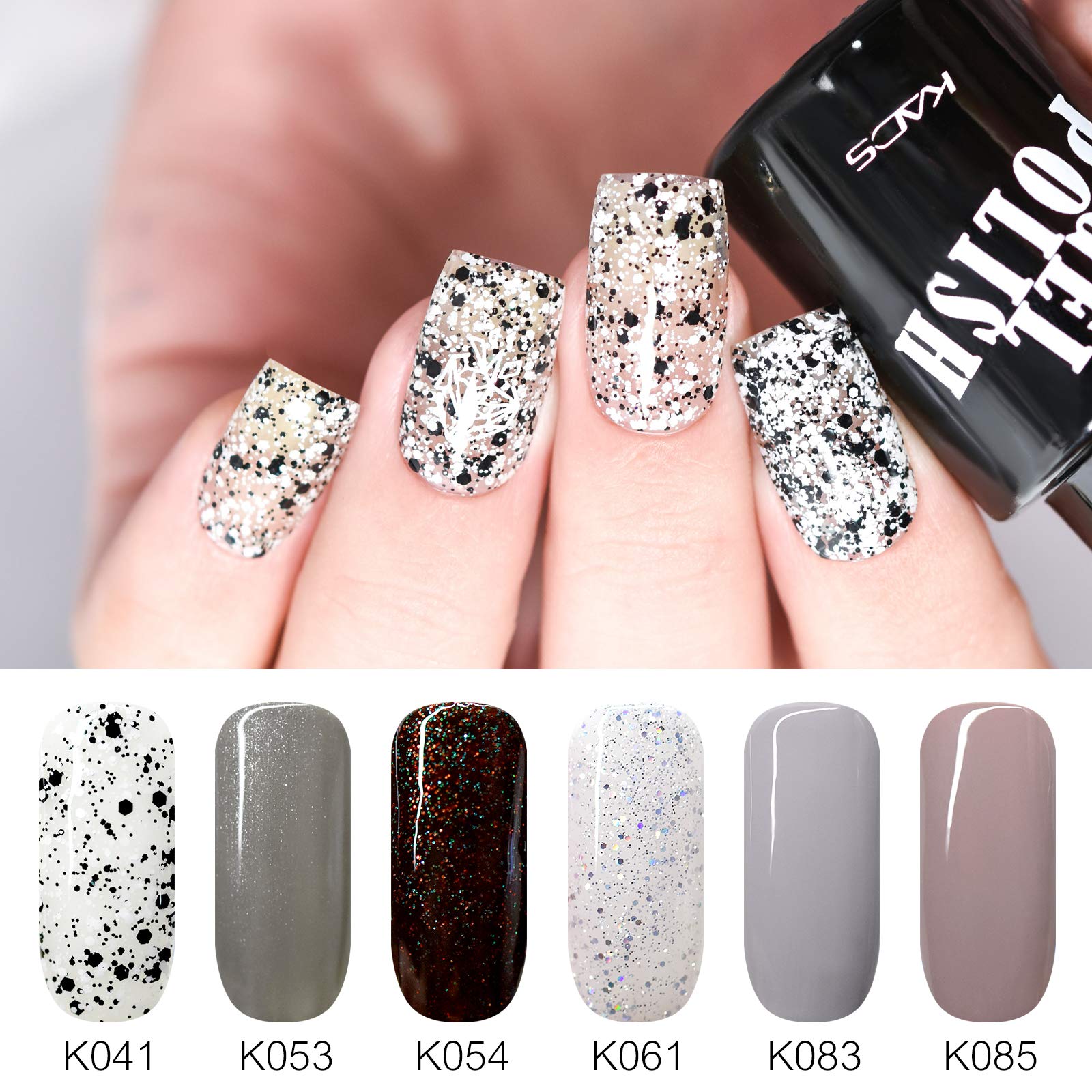 Alexnailart 6 Colors Soak Off UV LED Gel Nail Polish Set - Glitter & Sequin Nail Art Design for Manicure (10ml) | Perfect for Home Salon, Nail Art DIY & Professional Nail Designs