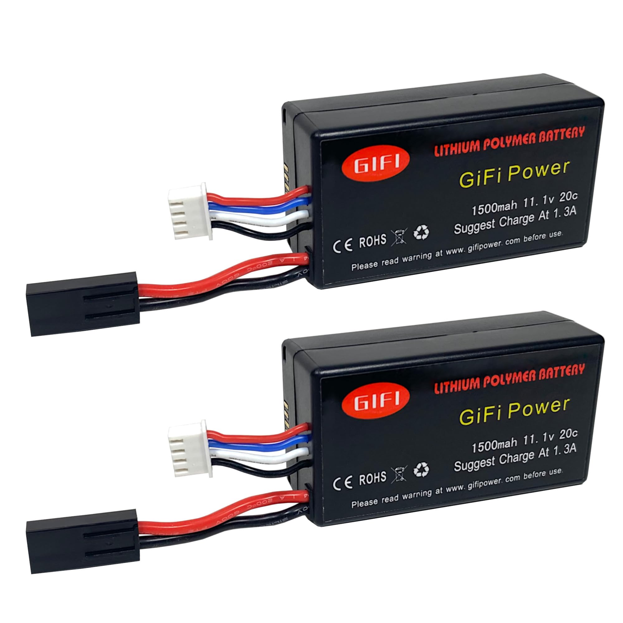 High-Capacity 1500mAh 11.1V 20C LiPo Battery for PARROT AR.DRONE 2.0 & 1.0 Quadcopter - 2 Pack Lithium Polymer Replacement Batteries - Perfect for Extended Flight Time and Aerial Photography