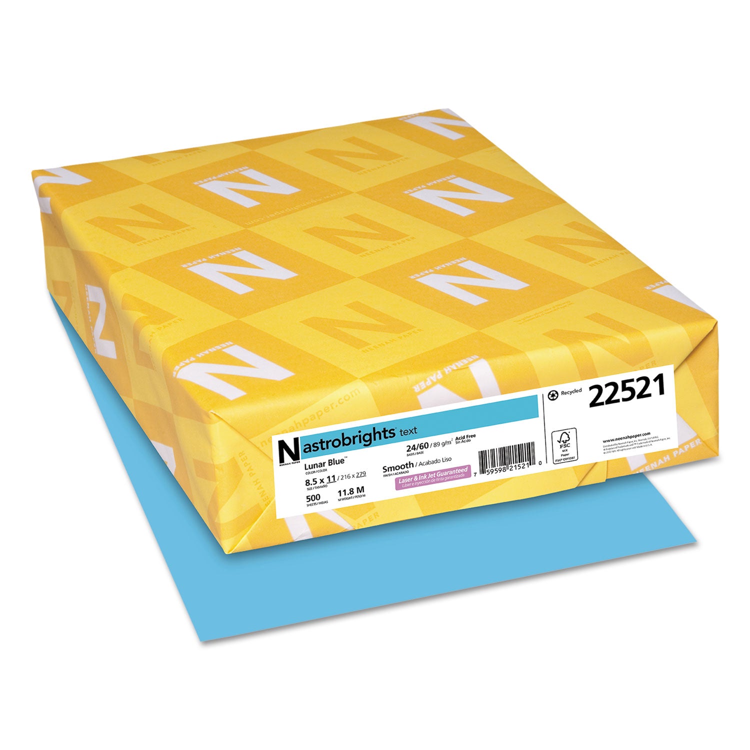Astrobrights® Lunar Blue Colored Paper - 24 lb Bond Weight, 8.5 x 11 Inches, 500 Sheets per Ream - Perfect for School Projects, Office Documents & Creative Crafts