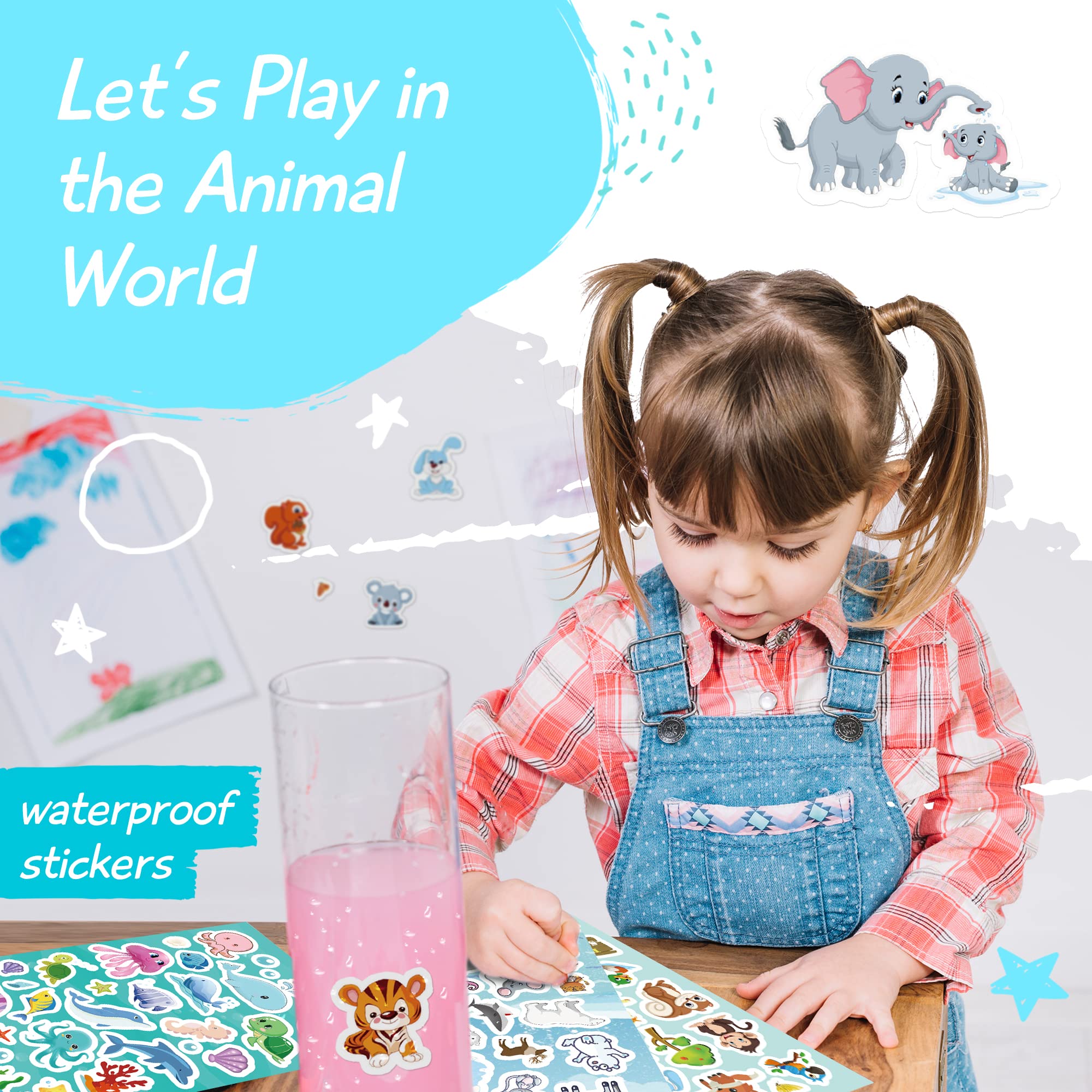 Sinceroduct 64 Sheets Kids Stickers - 1800+ Animal Stickers with 16 Themes, Waterproof Bottle Stickers for Scrapbooking, Classroom Rewards, Party Favors - Perfect for Teachers, Parents & Children (Ideal for School Projects, DIY Crafts & Birthday Gifts)