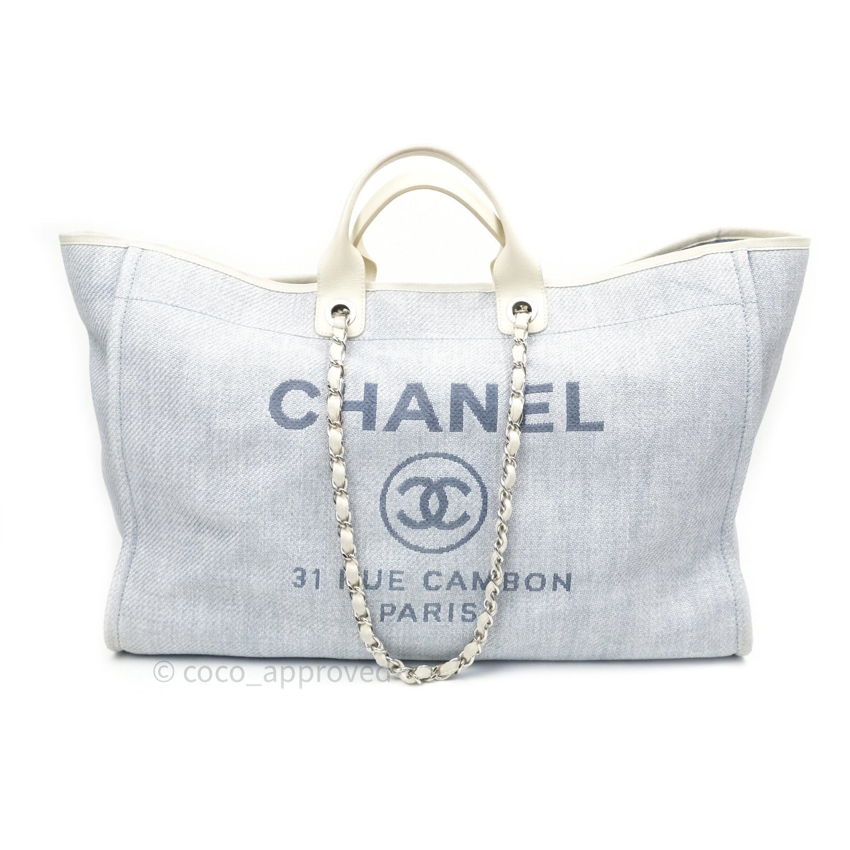 Chanel Canvas Extra Large Deauville Tote Bag in Light Grey - Luxury Designer Handbag for Women, Perfect for Travel, Work & Everyday Use