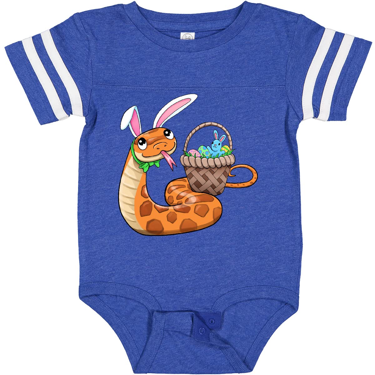 Inktastic Easter Cute Snake with Basket and Bunny Ears Baby Bodysuit - Adorable Infant Onesie for Easter Celebrations, Baby Shower Gifts & Holiday Photo Outfits