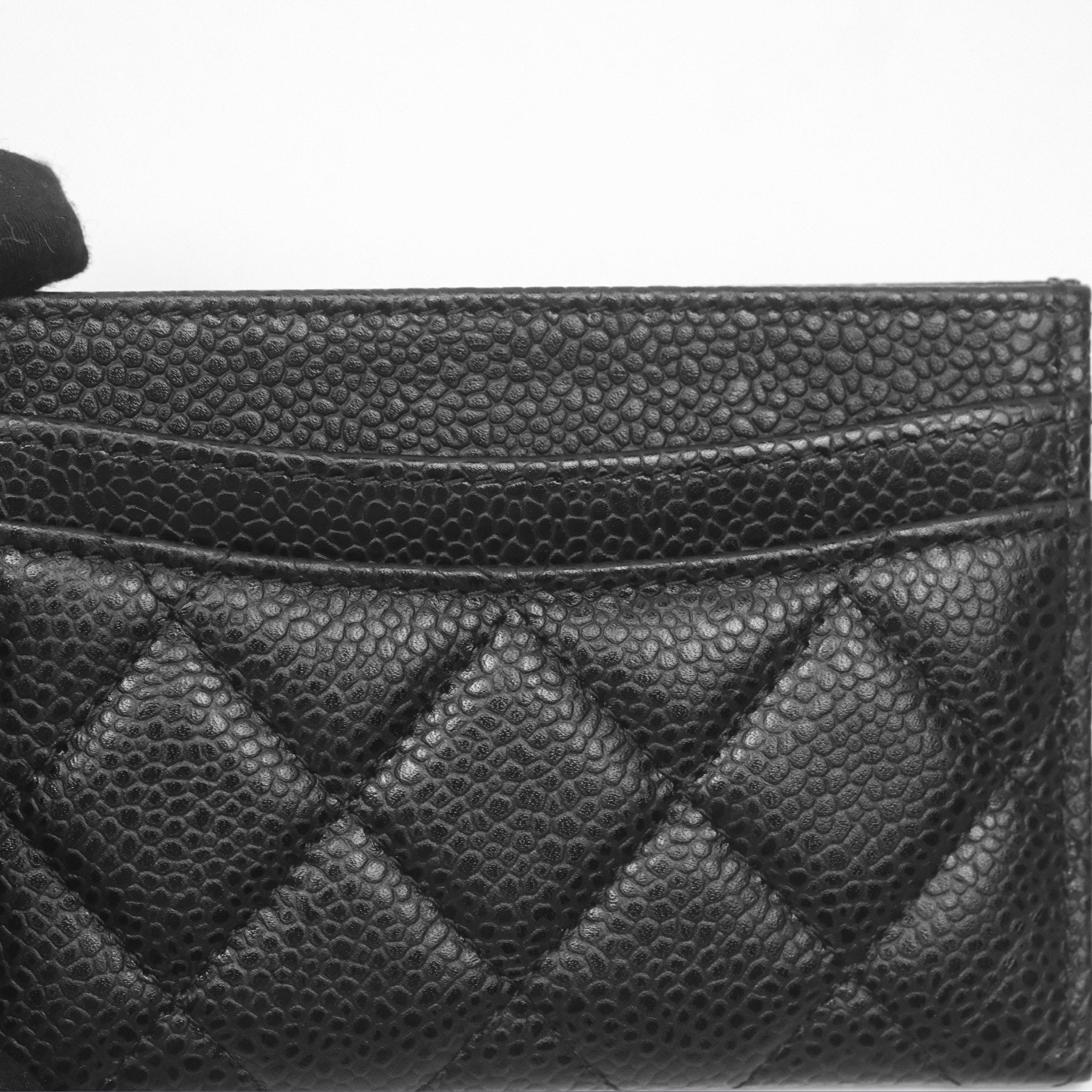 Chanel Classic Flat Card Holder in Black Caviar Leather with Gold Hardware - Luxury Wallet for Women, Perfect for Everyday Use & Gift Giving