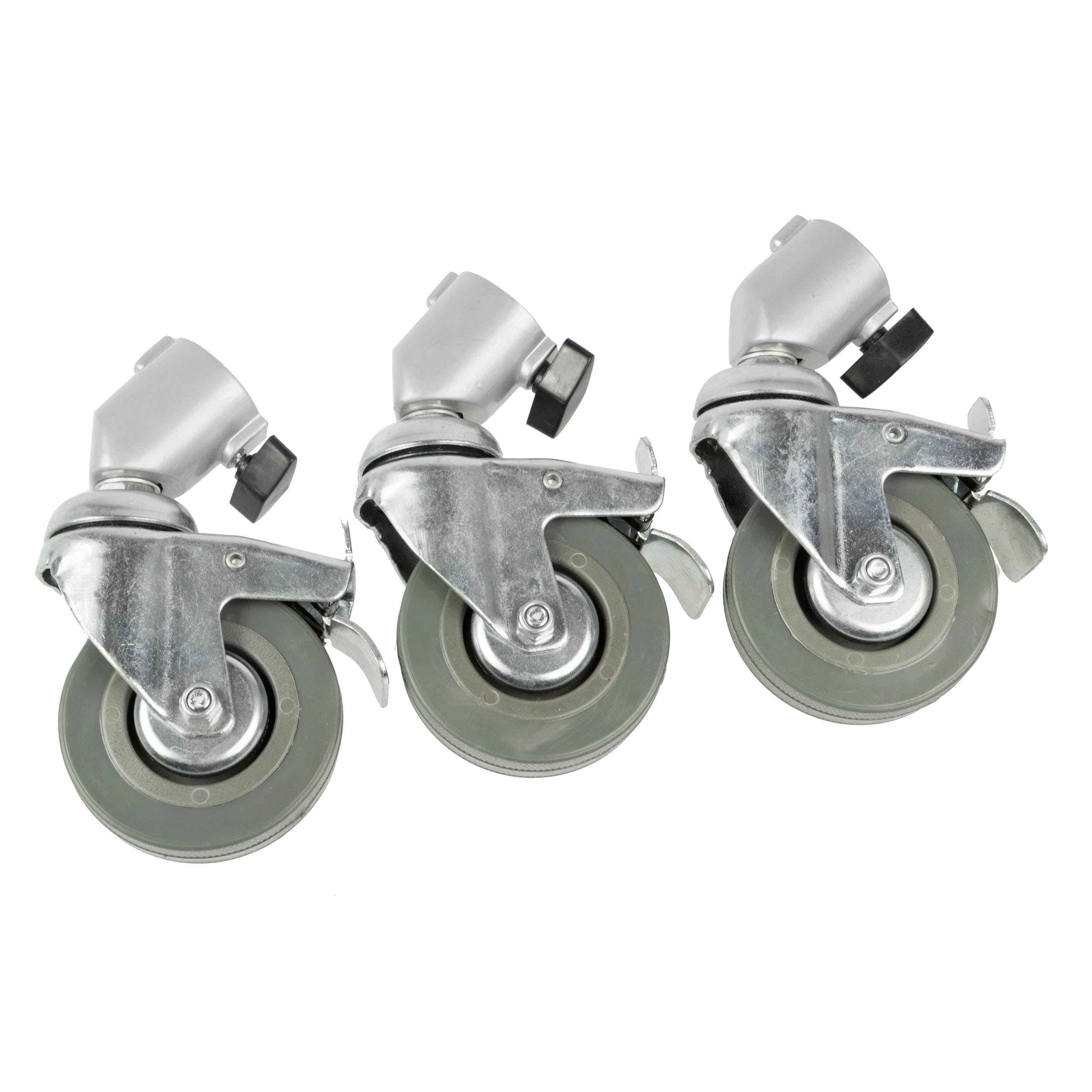 3-Pack 75mm Light Stand Swivel Caster Wheels with Brakes (22mm Fitting) - Heavy Duty Studio Equipment for Photography & Video Production