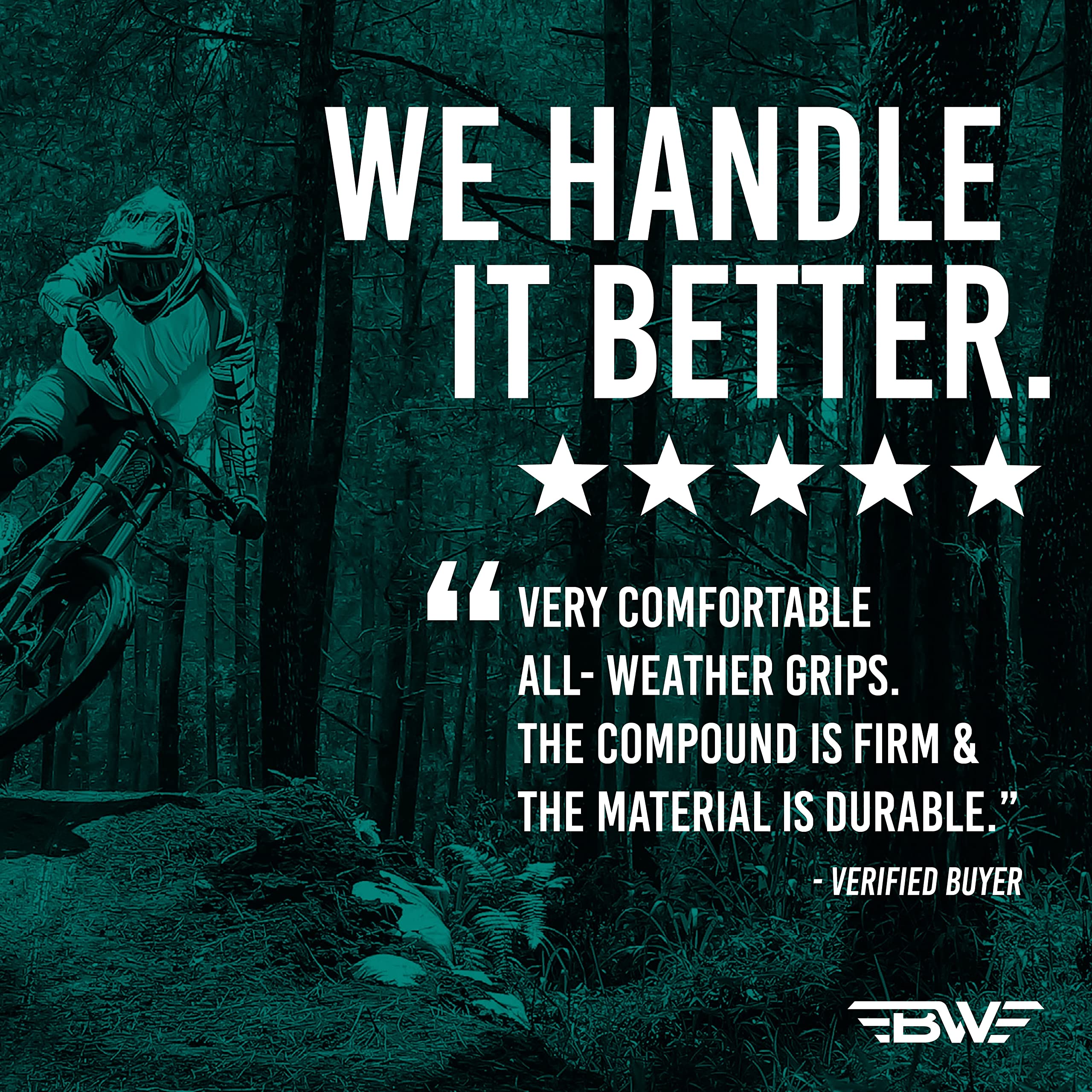 BW MTB Bike Grips - 130mm Comfortable Non-Slip Mountain Bicycle Handlebar Grips for Trail Riding & Off-Road Cycling