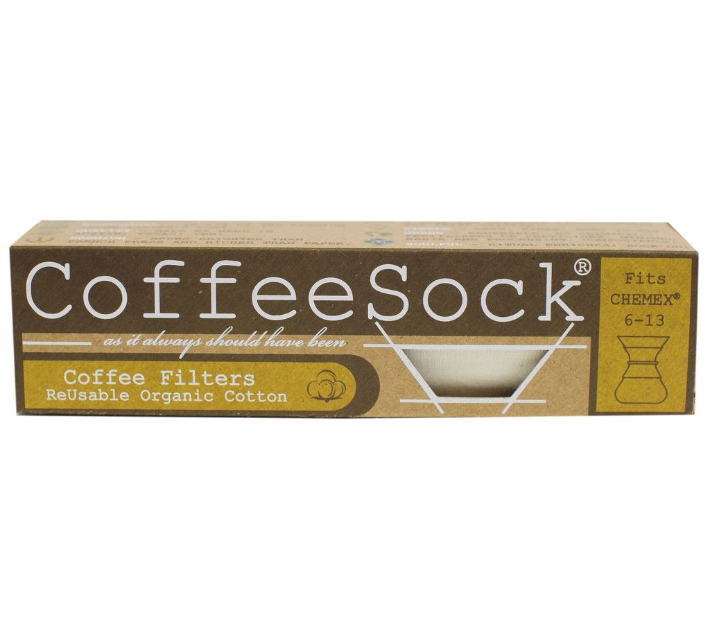 Organic Cotton CoffeeSock Chemex 6 Cup Reusable Filters - 2 Pack | Eco-Friendly Pour Over Coffee Brewing for Home & Specialty Cafes