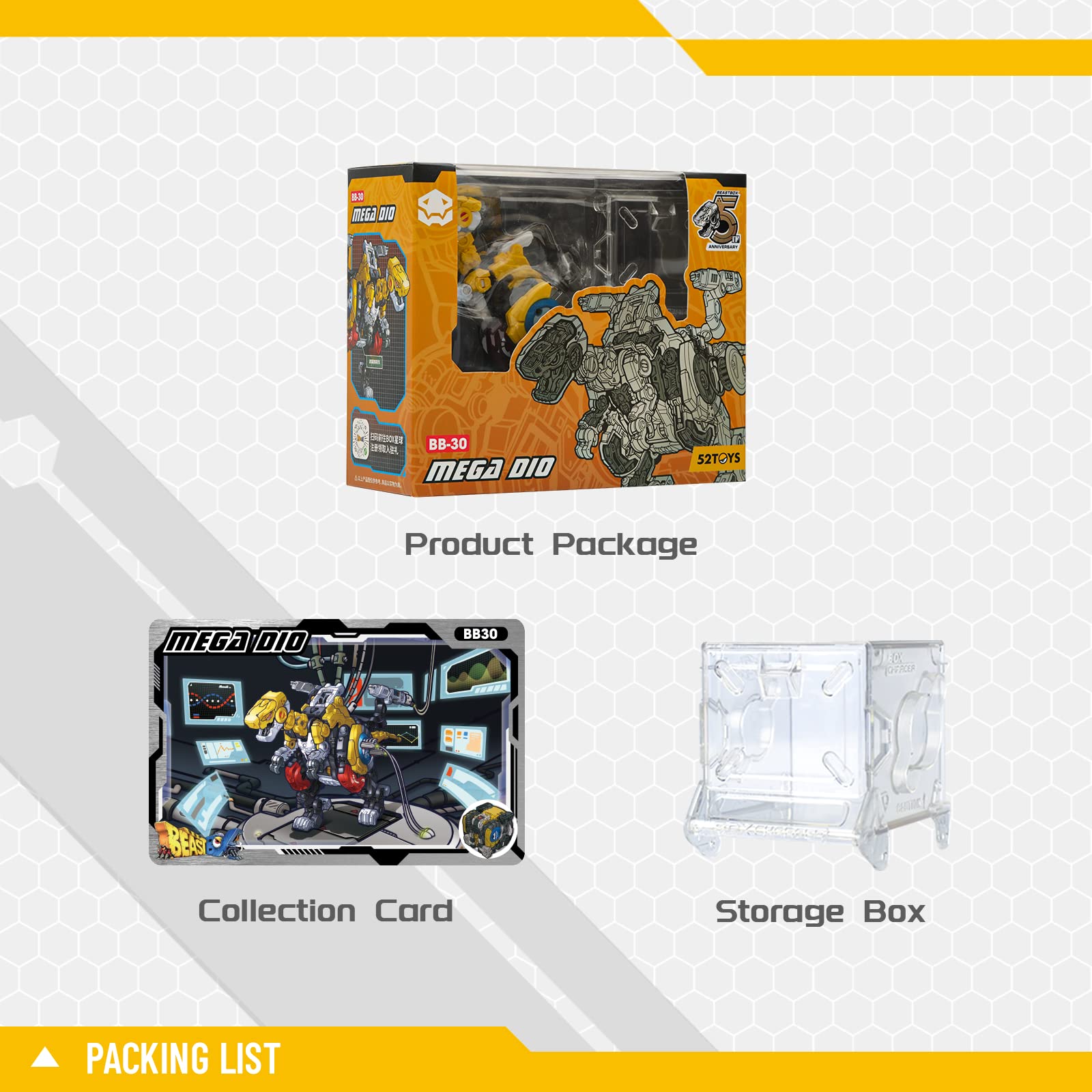 52TOYS Beastbox MEGA DIO Dinosaur Transforming Action Figure - 2-in-1 Dino Mecha & Cube Collectible Toy - Perfect Gift for Teens & Adult Collectors | Birthday Party, Display Shelf, Anime Convention Cosplay Prop