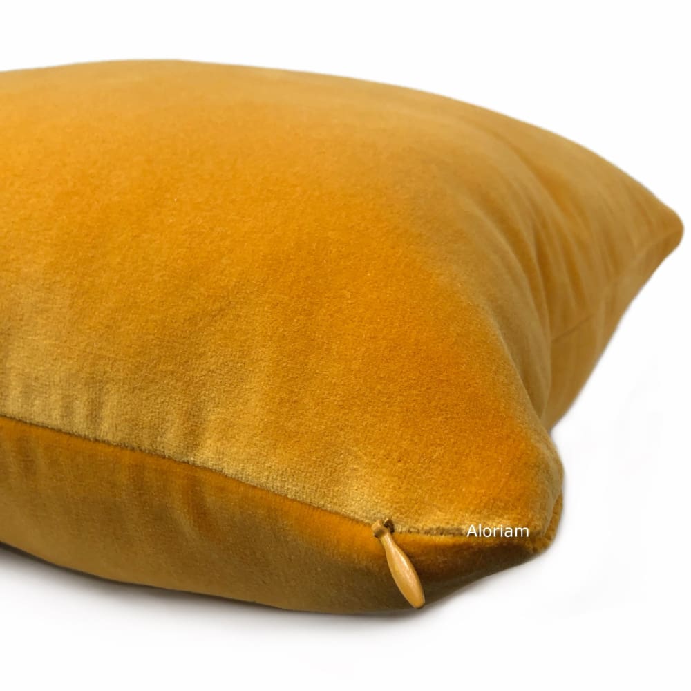 Brunswick Turmeric Gold Cotton Velvet Pillow Cover - Soft Luxury Decorative Cushion Case for Sofa, Bed & Home Decor
