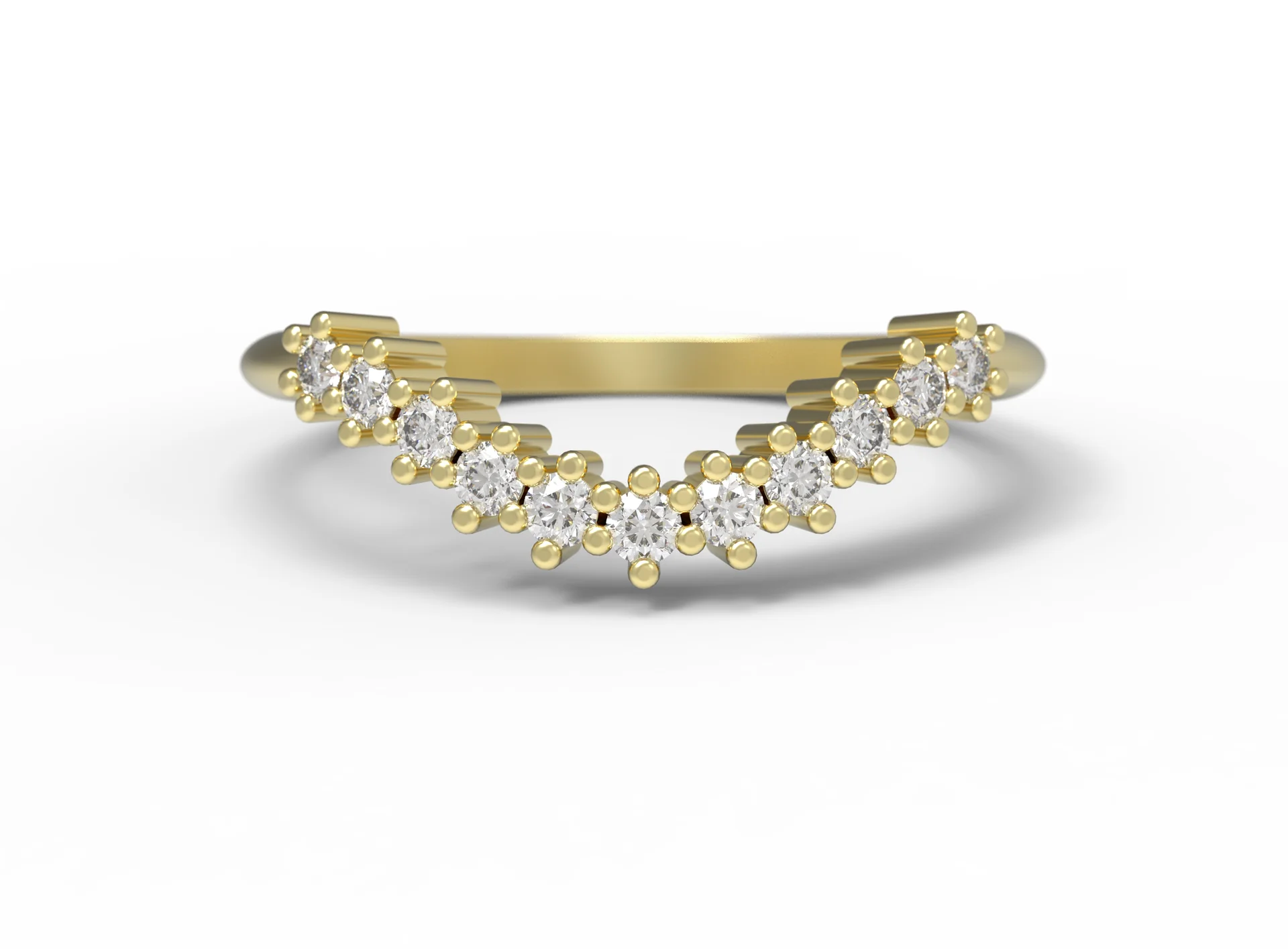 Ida Diamond Curved Wedding Band Ring - 14K White Gold Dainty Stackable Ring for Women - Perfect for Engagement, Anniversary & Everyday Elegance