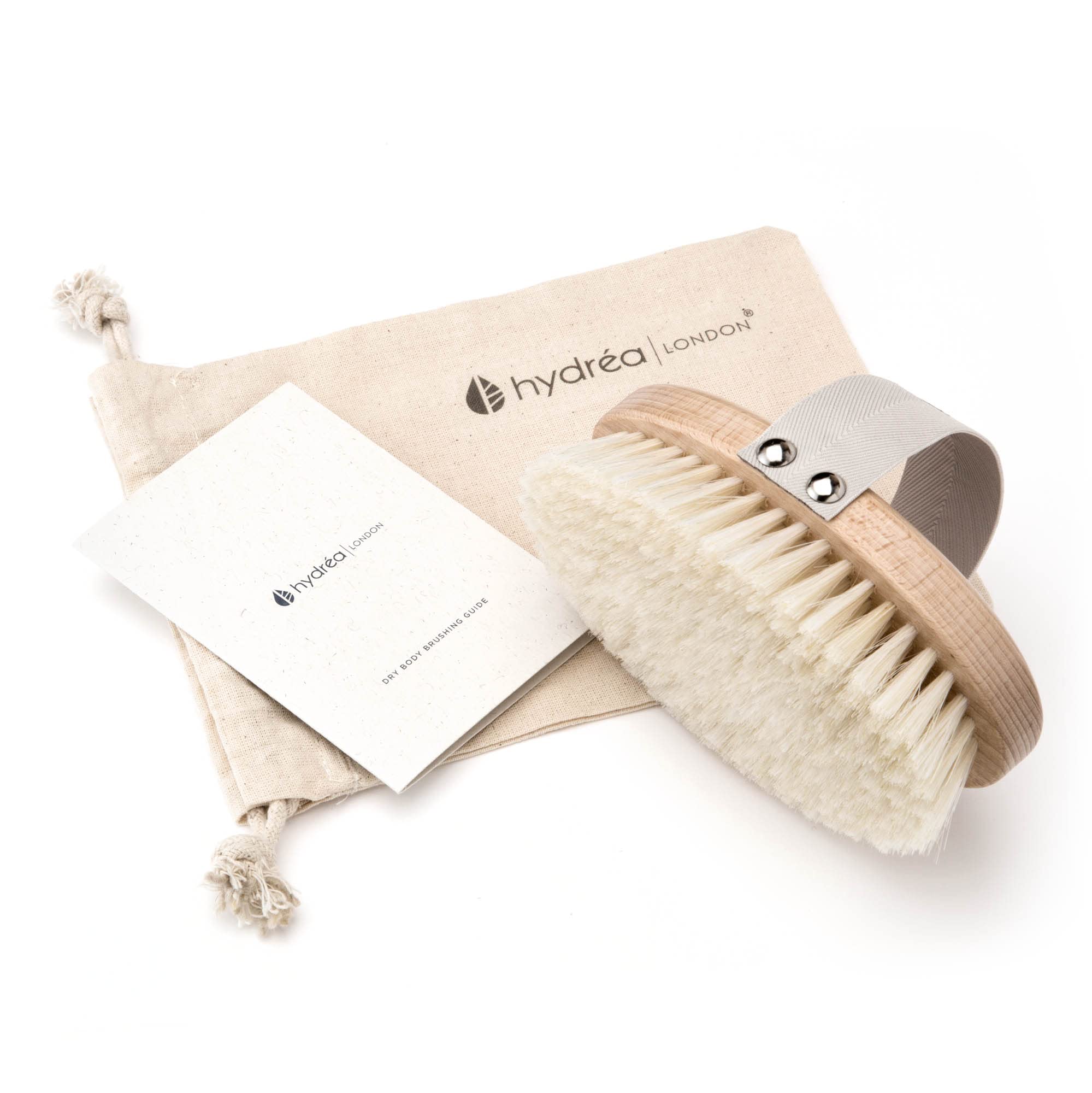 Hydrea Professional Body Brush with Natural Bristles - Medium Strength Exfoliating Brush for Dry Brushing, Cellulite & Lymphatic Drainage - Perfect for Spa, Shower & Home Skincare Routine