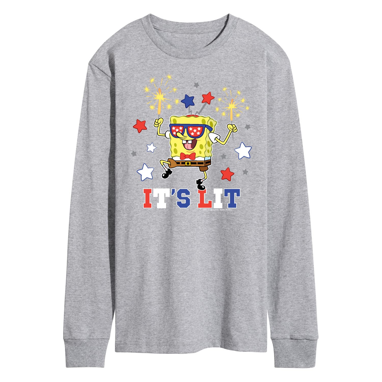 Spongebob Squarepants 'It's Lit' Men's Long Sleeve Graphic T-Shirt | Comfortable Cotton Blend | Casual Wear & Cartoon Fan Gift
