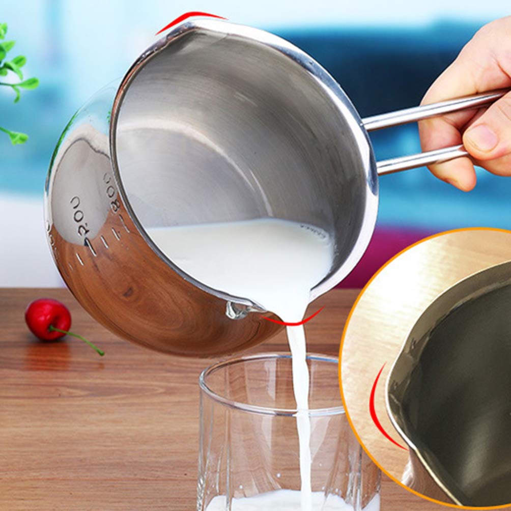 Hemoton 1pc Stainless Steel Milk Heating Pot - Mini Candle Warmer, Ceramic Fondue Pan for Cheese, Chocolate & Soup - Thickened Base Kitchen Heater for Baking, Noodles & Melting (Perfect for Romantic Dinners & Cozy Family Meals)