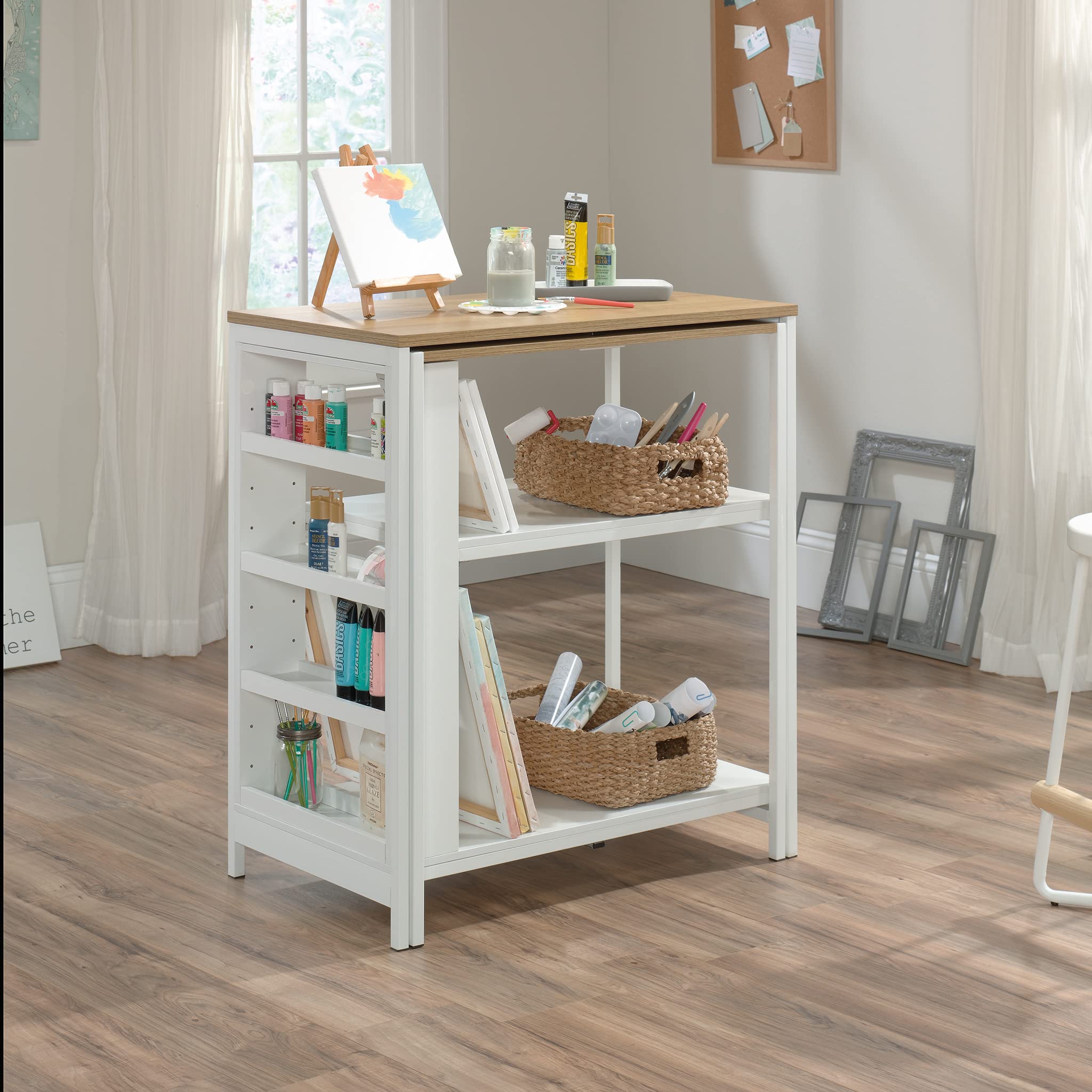 Sauder White Kitchen Island with Storage, 31.5