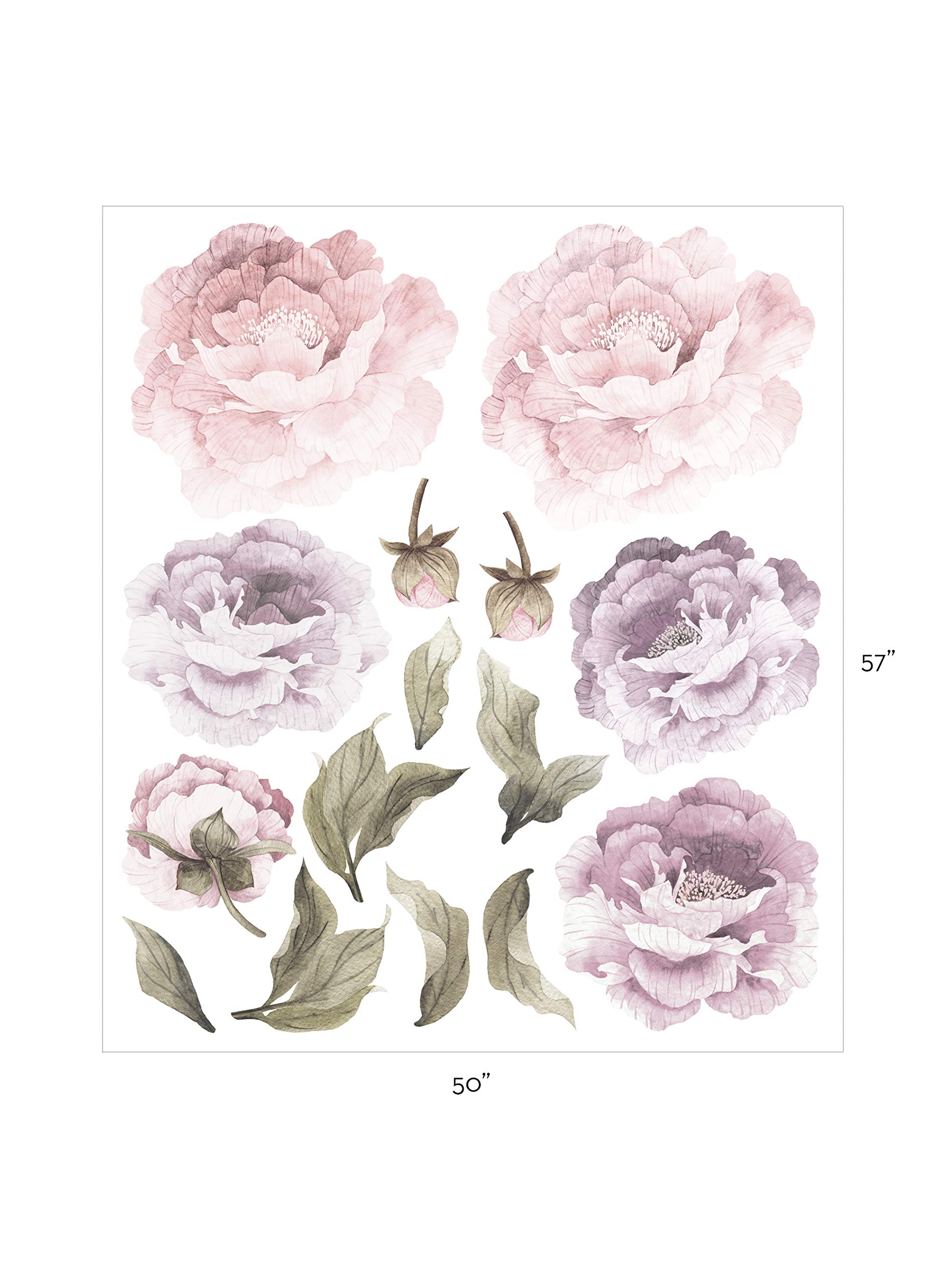 Bloom Flower Vinyl Wall Stickers - Peel and Stick Decals for Home Decor by Simple Shapes® (Pink & Purple) - Perfect for Bedroom, Nursery, Living Room & Office Walls