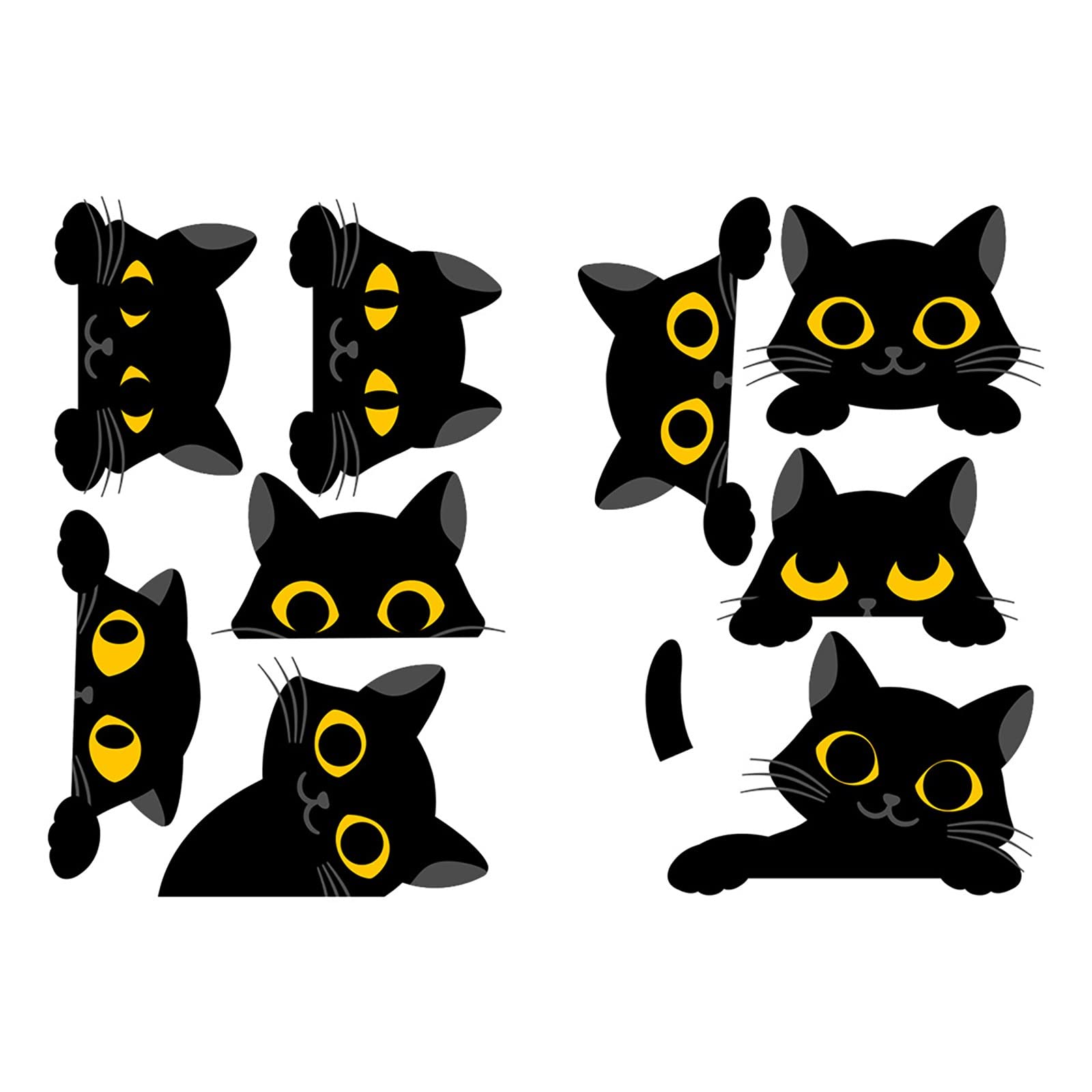 Nine Black Cats Stickers - Fun & Cute Cat Wall Decals for Nursery, Kids Room & Photography Backdrop - Self-Adhesive PVC Stickers (Multicolor, One Size) - Perfect for Baby Shower Decor, Scrapbooking & DIY Projects