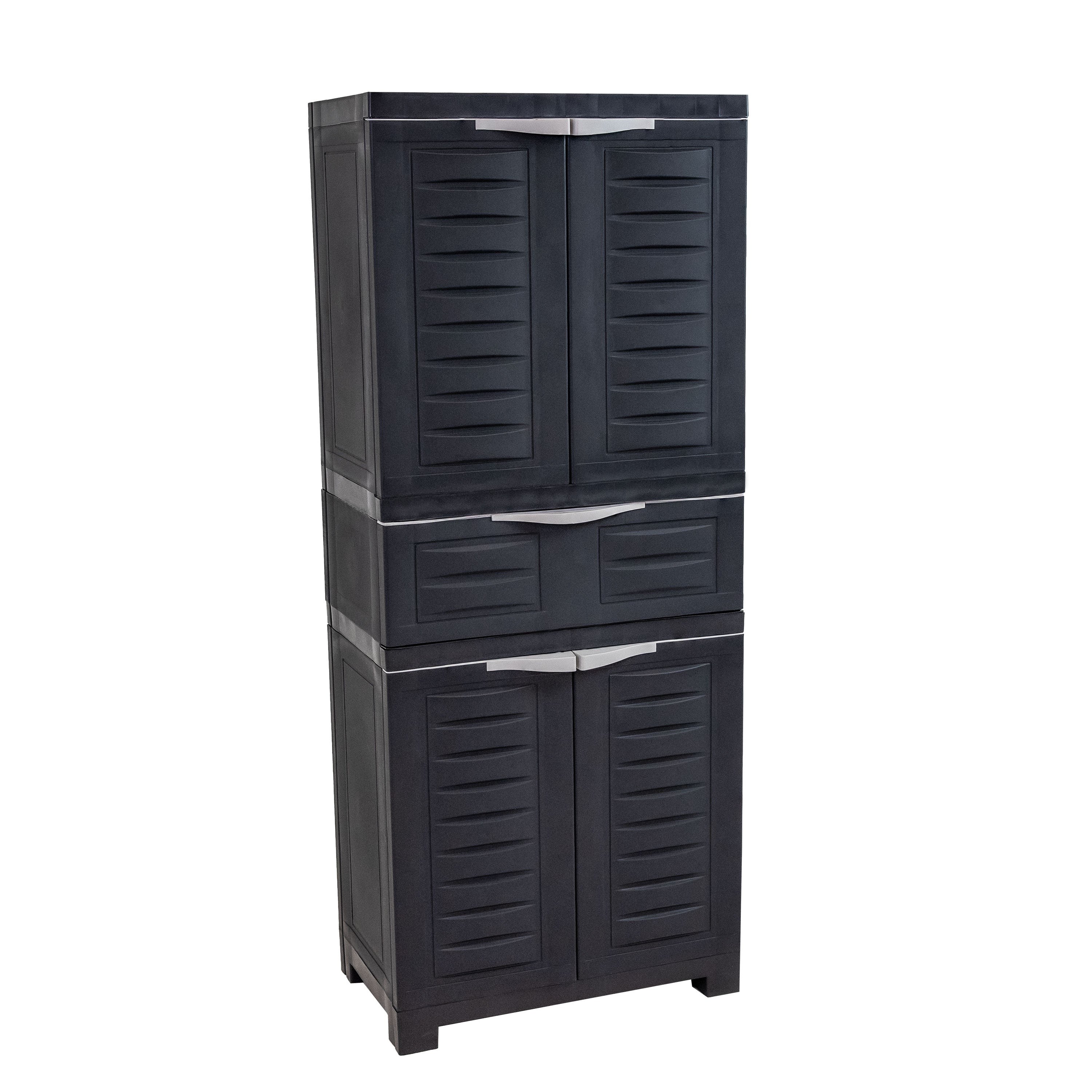 Durable Plastic Garage Storage Cabinet with 2 Adjustable Shelves - Heavy Duty Utility Organizer for Tools, Gardening Supplies & Home Organization