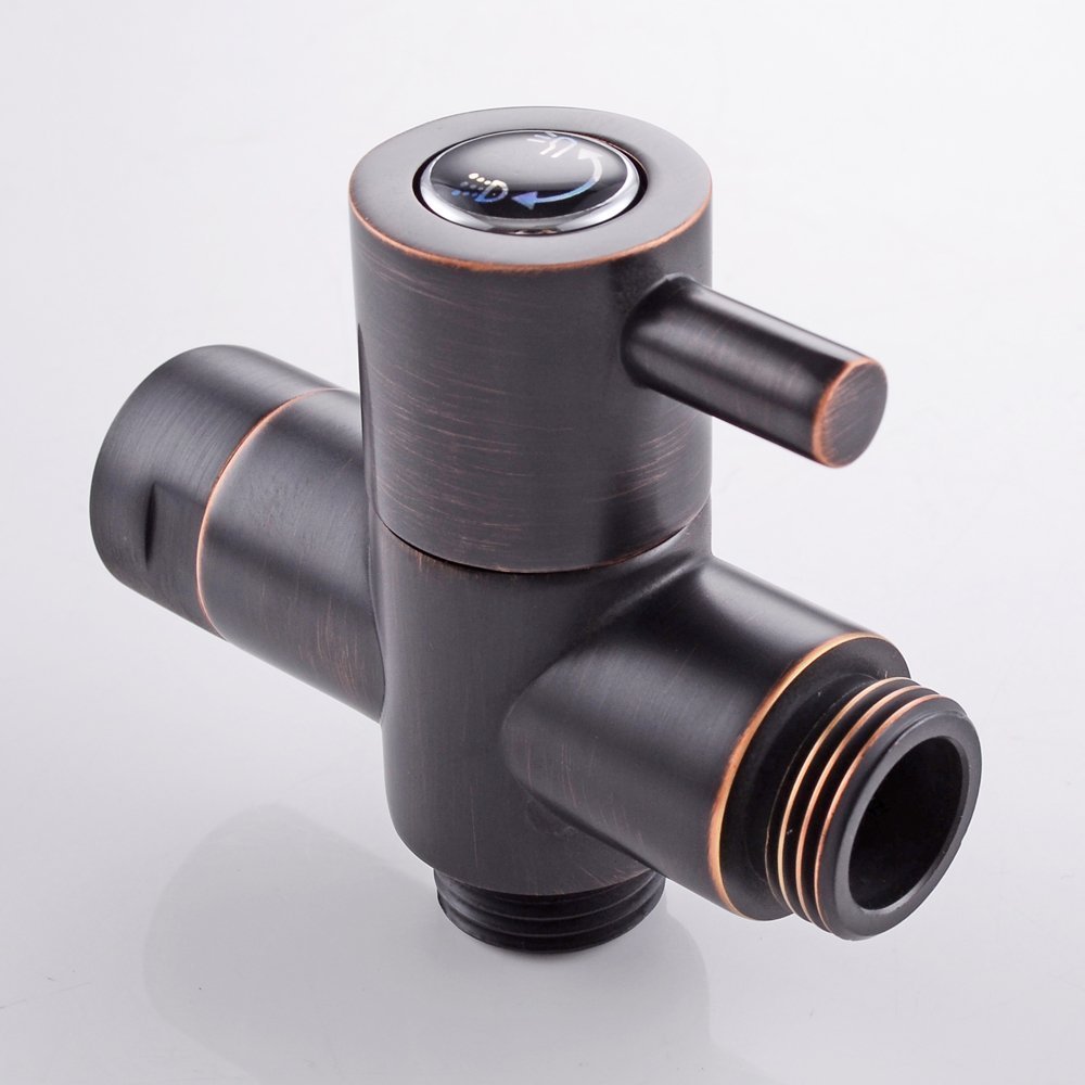 3-Way Shower Diverter Valve - Oil Rubbed Bronze Shower Head Adapter with Shut Off Valve - Replacement Splitter for Shower Arm & Handheld Shower Head - Perfect for Bathroom Renovation & Multi-Function Shower Systems