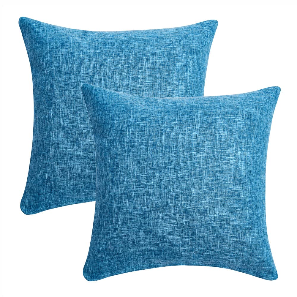 Anickal Set of 2 Rustic Linen Decorative Square Throw Pillow Covers 18x18 Inch - Soft Sofa & Couch Pillow Cases for Living Room, Bedroom Decor - Perfect for Farmhouse, Boho & Coastal Home Styling