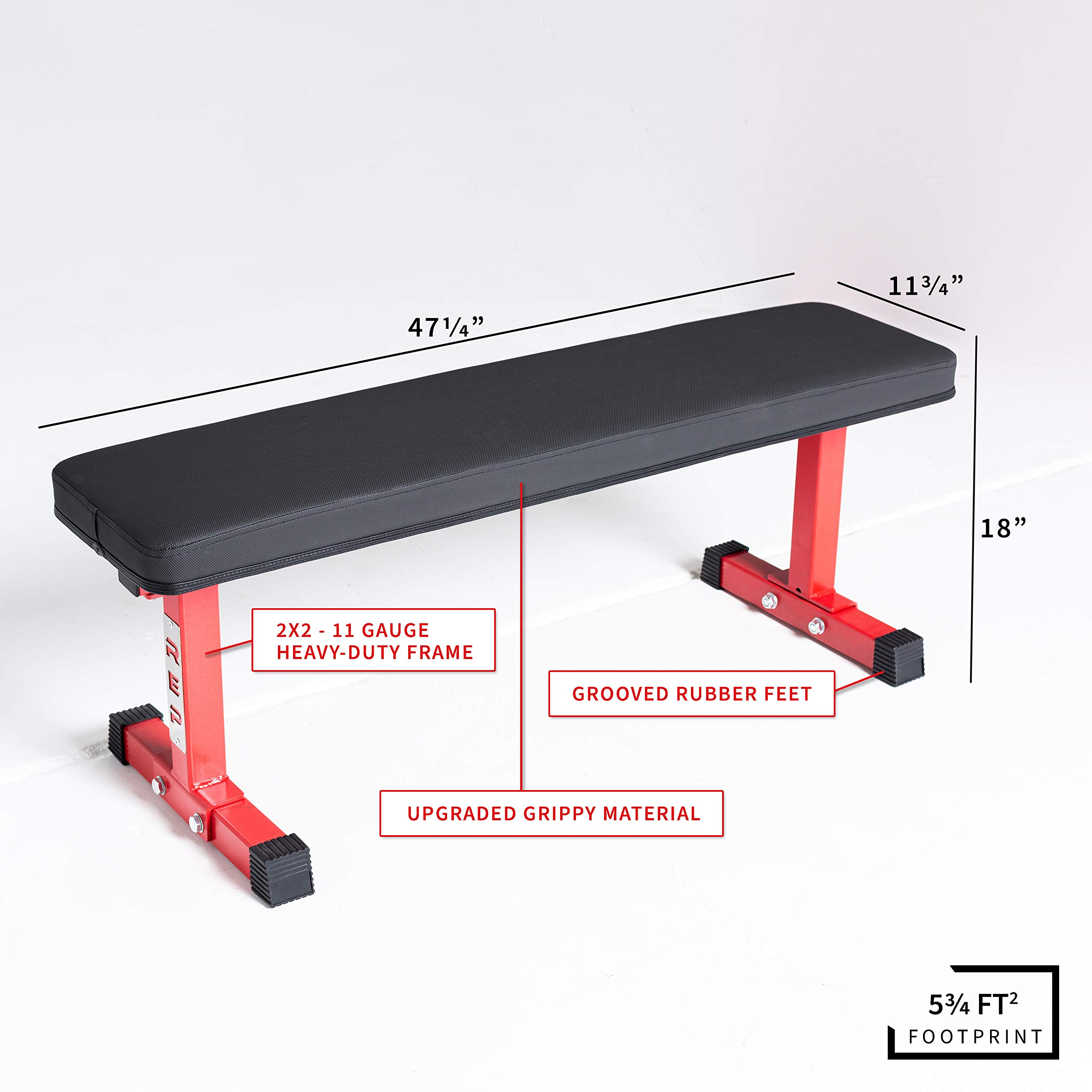 Rep Fitness FB-3000 Flat Weight Bench for Home Gym - Heavy Duty Adjustable Workout Bench for Strength Training, Dumbbell Press & Full Body Exercises - Perfect for Garage Gym & Personal Fitness Studio