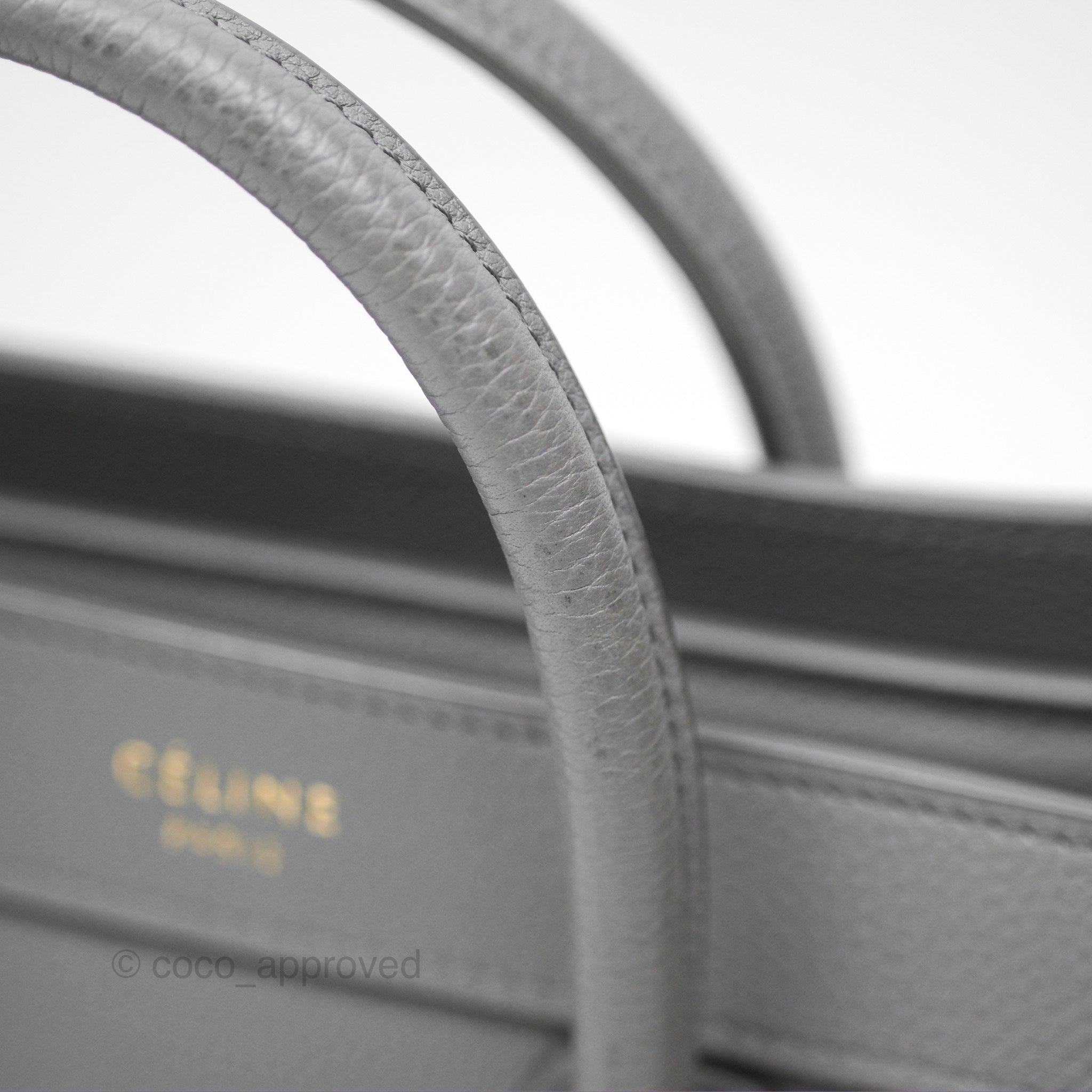 Celine Nano Luggage Bag in Grey Drummed Calfskin Leather - Perfect for Work, Travel & Everyday Luxury Handbag