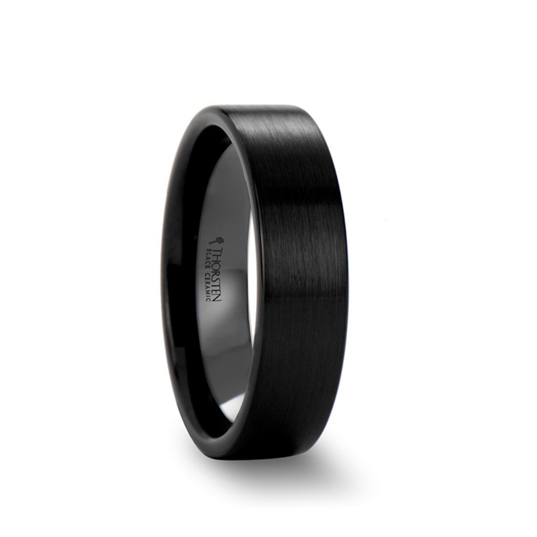 DRAKON Black Ceramic Wedding Band - 8mm Wide Pipe Cut Brush Finish Ring for Men - Perfect for Engagements, Anniversaries & Everyday Wear