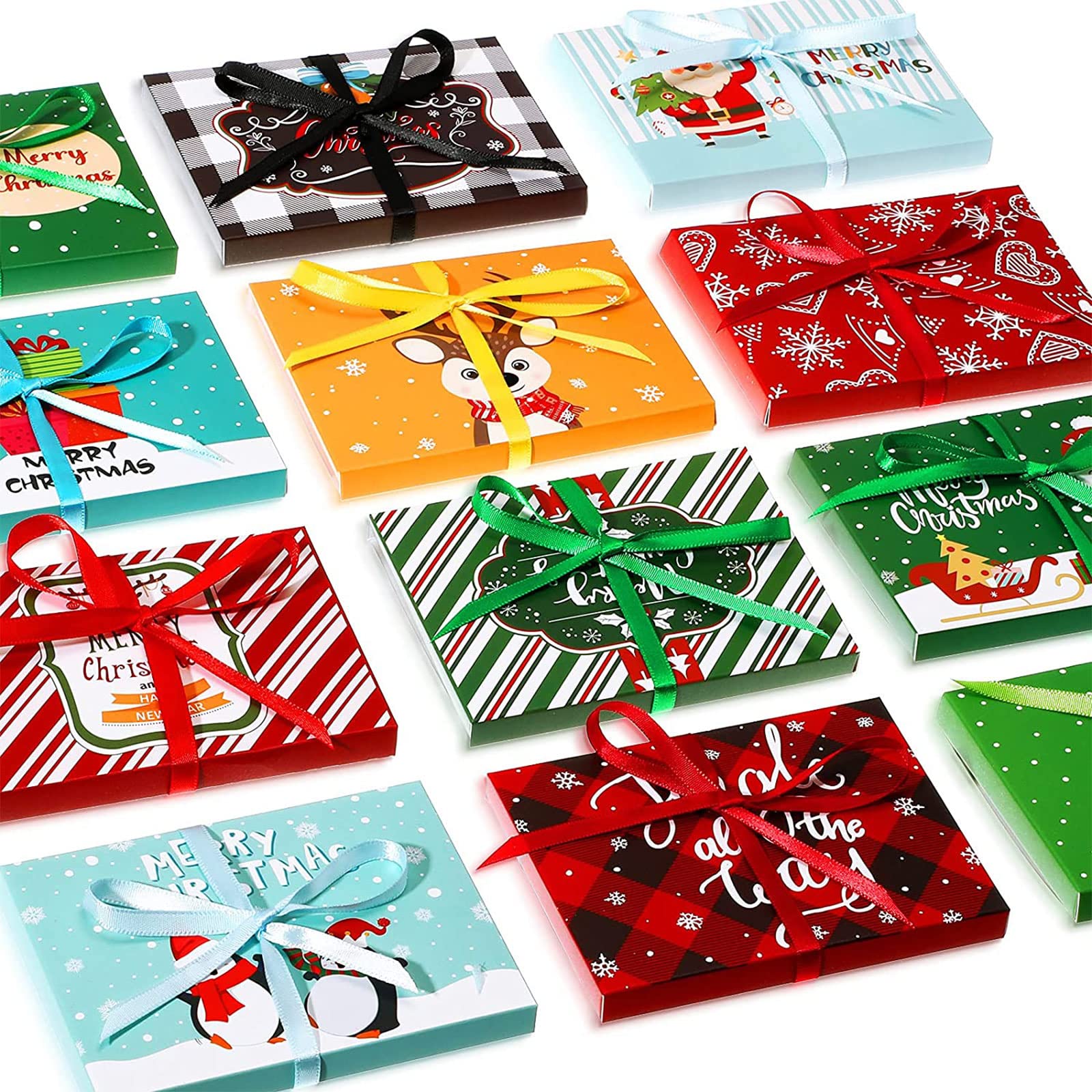 Marspark 48 Christmas Gift Card Holders with Ribbon - Holiday Gift Wrapping Boxes for Cards & Decor