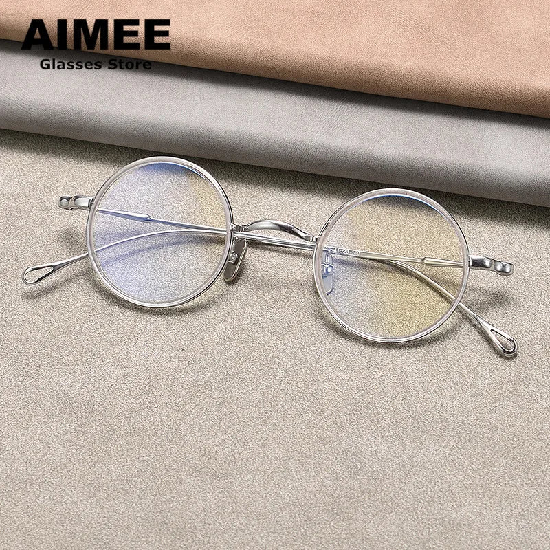 Aimee Unisex Full Rim Round Titanium Acetate Eyeglasses 22008 - Lightweight Durable Glasses for Men & Women - Perfect for Reading, Work, and Everyday Wear