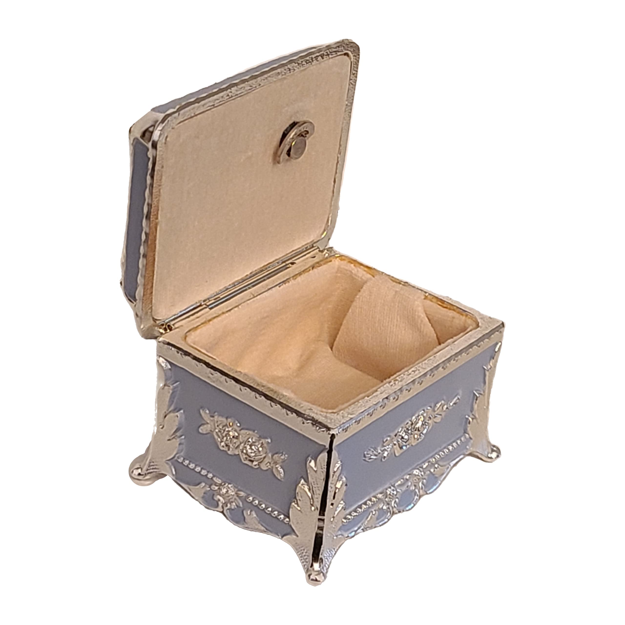 Elegant Light Blue Decorative Rectangular Music Jewelry Box - Plays Waltz of the Flowers Melody | Perfect for Gift Giving, Home Decor & Jewelry Storage