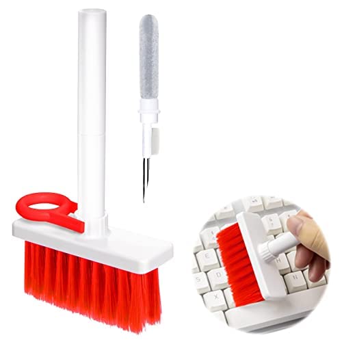 5-in-1 Multifunction Cleaning Kit for Keyboard, Headset & AirPods - Dust Removal Brush, Lint-Free Cloth, Cleaning Gel (Red) - Perfect for Office, Gaming & Electronic Device Maintenance