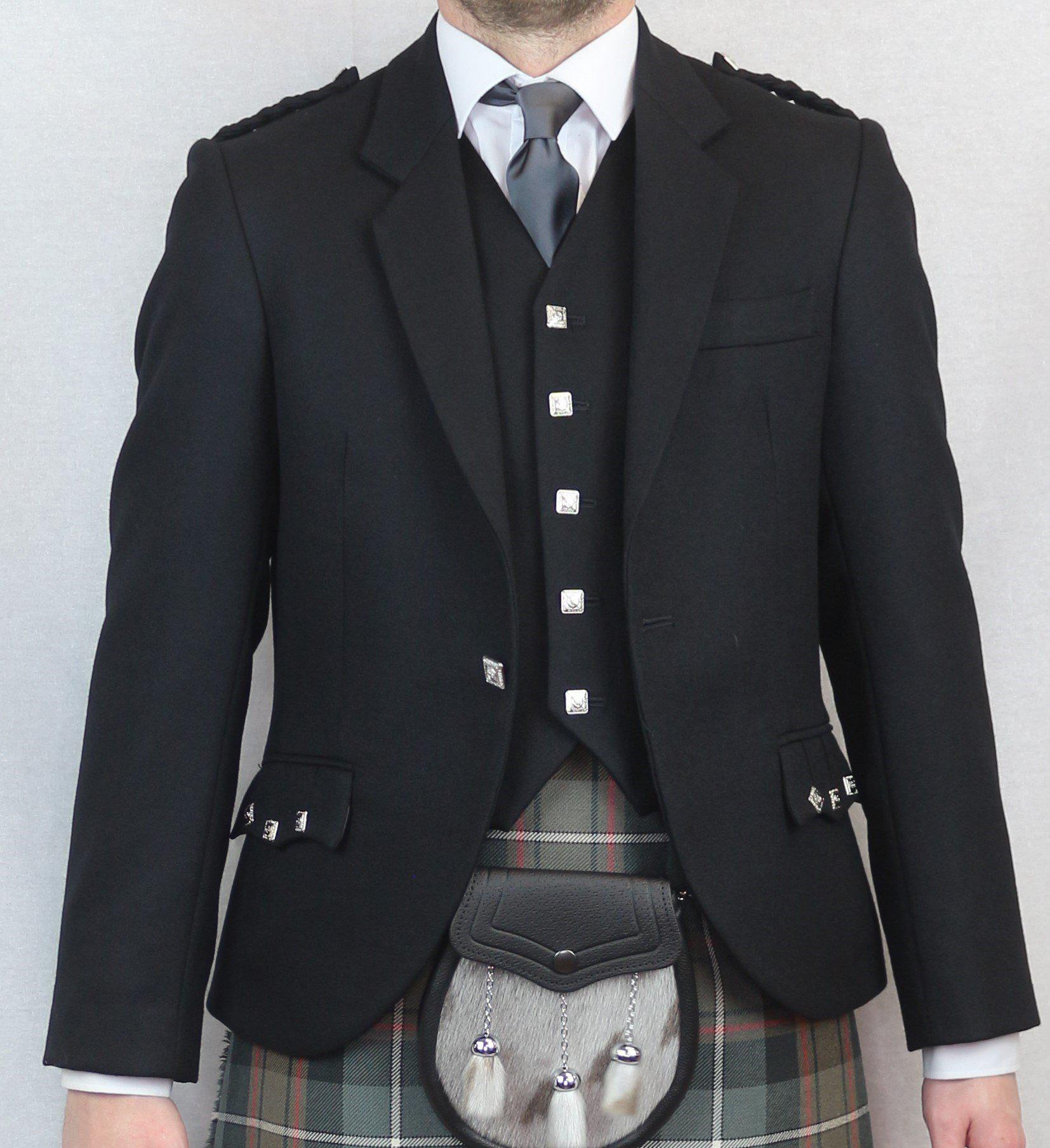 Premium Black Argyll Waistcoat for Men - Formal Scottish Vest with Classic Tartan Pattern | Perfect for Weddings, Business Events & Highland Outfits