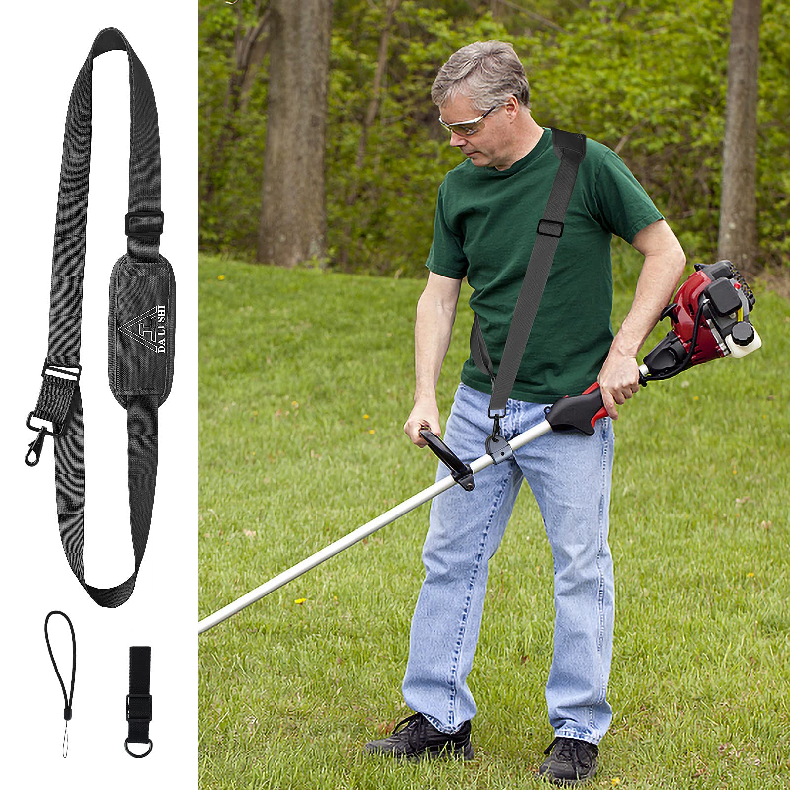 DA LI SHI Universal Shoulder Strap for Weed Eaters, String Trimmers and Leaf Blowers - Compatible with EGO, Husqvarna, Stihl & Most Multi-Head Systems (Black) - Ergonomic Support for Gardening, Landscaping & Yard Maintenance