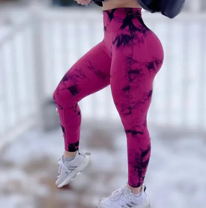 Women's Tie-Dye Gym Leggings - Seamless High Waist Yoga Pants for Workout & Training | Scrunch Butt Sports Fitness Tights | Perfect for Yoga, Running, Gym & Everyday Wear
