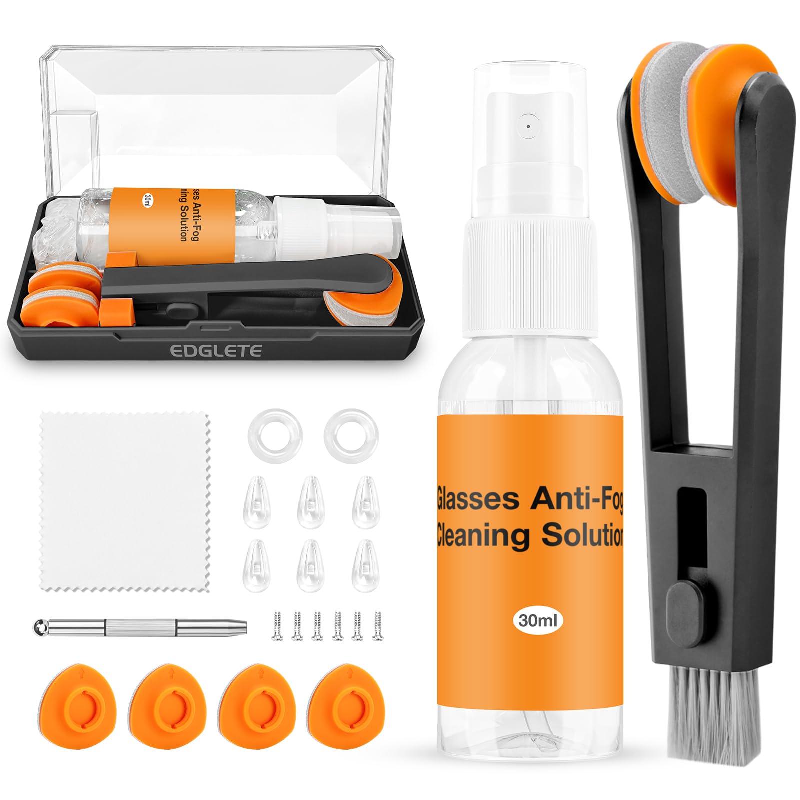 Premium Eyeglass Cleaner Kit - Anti-Fog Spray & Microfiber Cloth, Glasses Repair Tools with Screws - Portable Travel Case - Perfect for Office, Driving, Reading & Outdoor Activities
