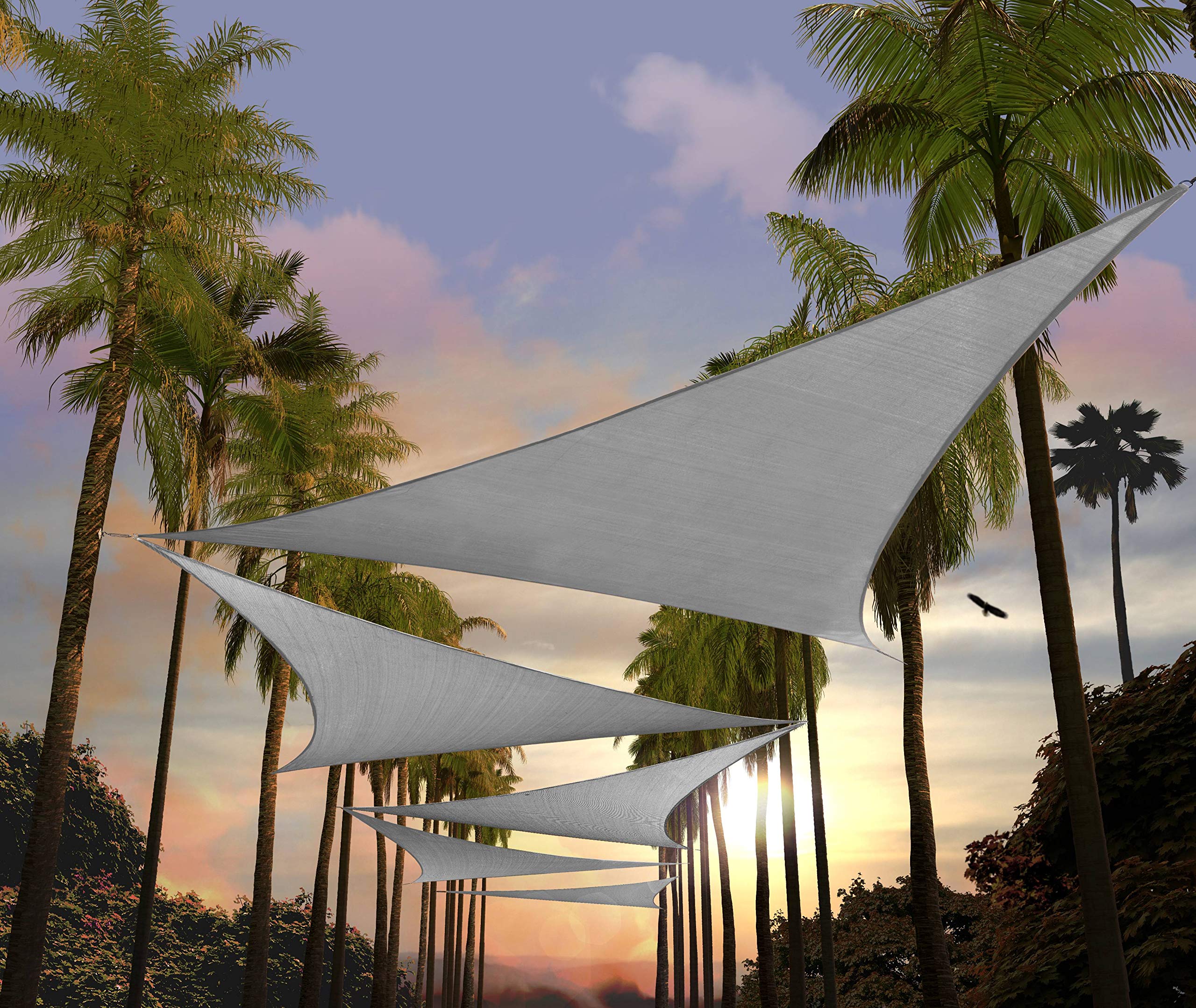 32' x 32' x 32' Grey Triangle Sun Shade Sail Canopy - 95% UV Block Outdoor Shade Cloth with Water & Air Permeable Fabric for Patio, Garden, Poolside, and Backyard (Commercial & Residential Use)