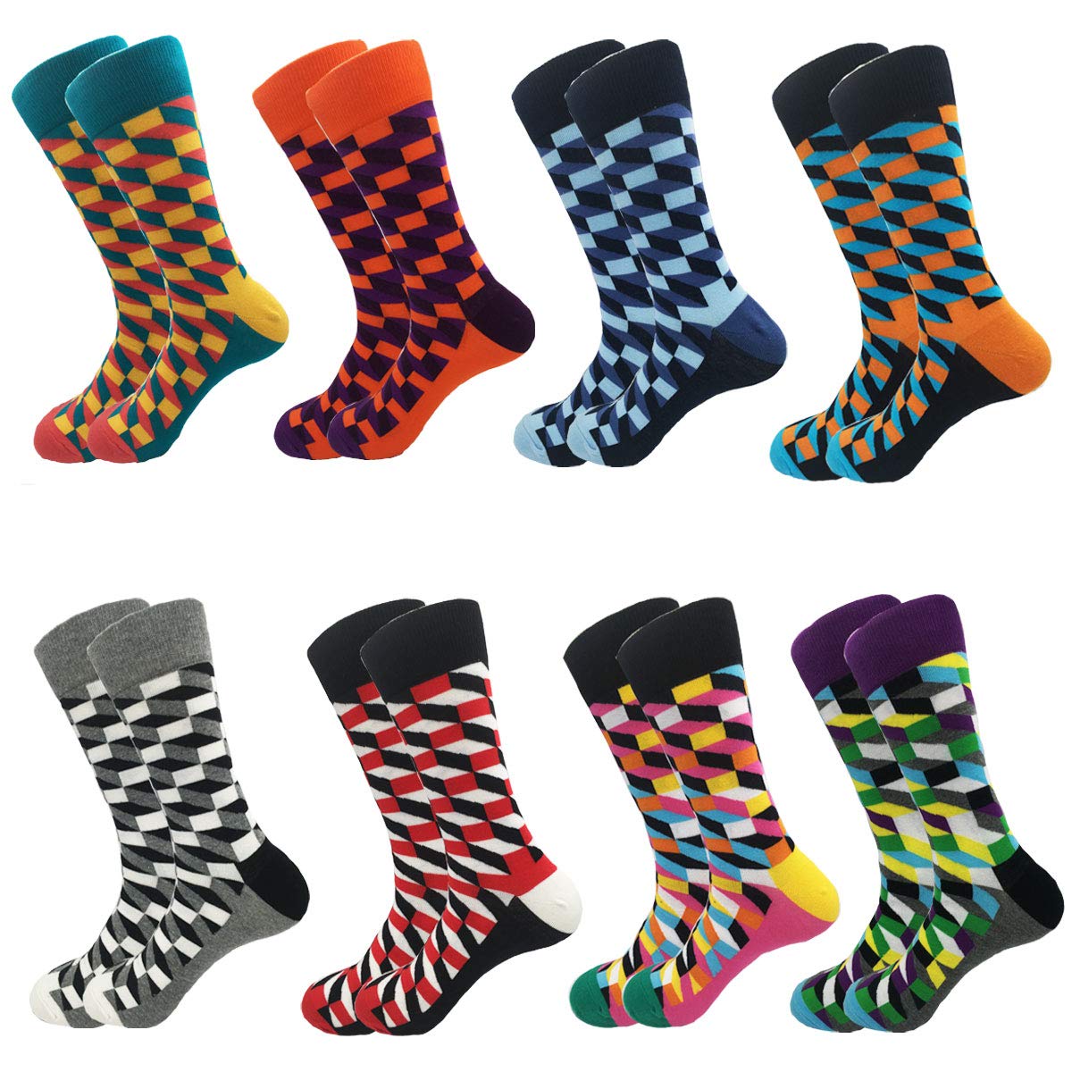 Men's Fun Dress Socks - Colorful Novelty Cotton Crew Socks Pack with Artistic Designs | Perfect for Gifts, Parties & Casual Wear