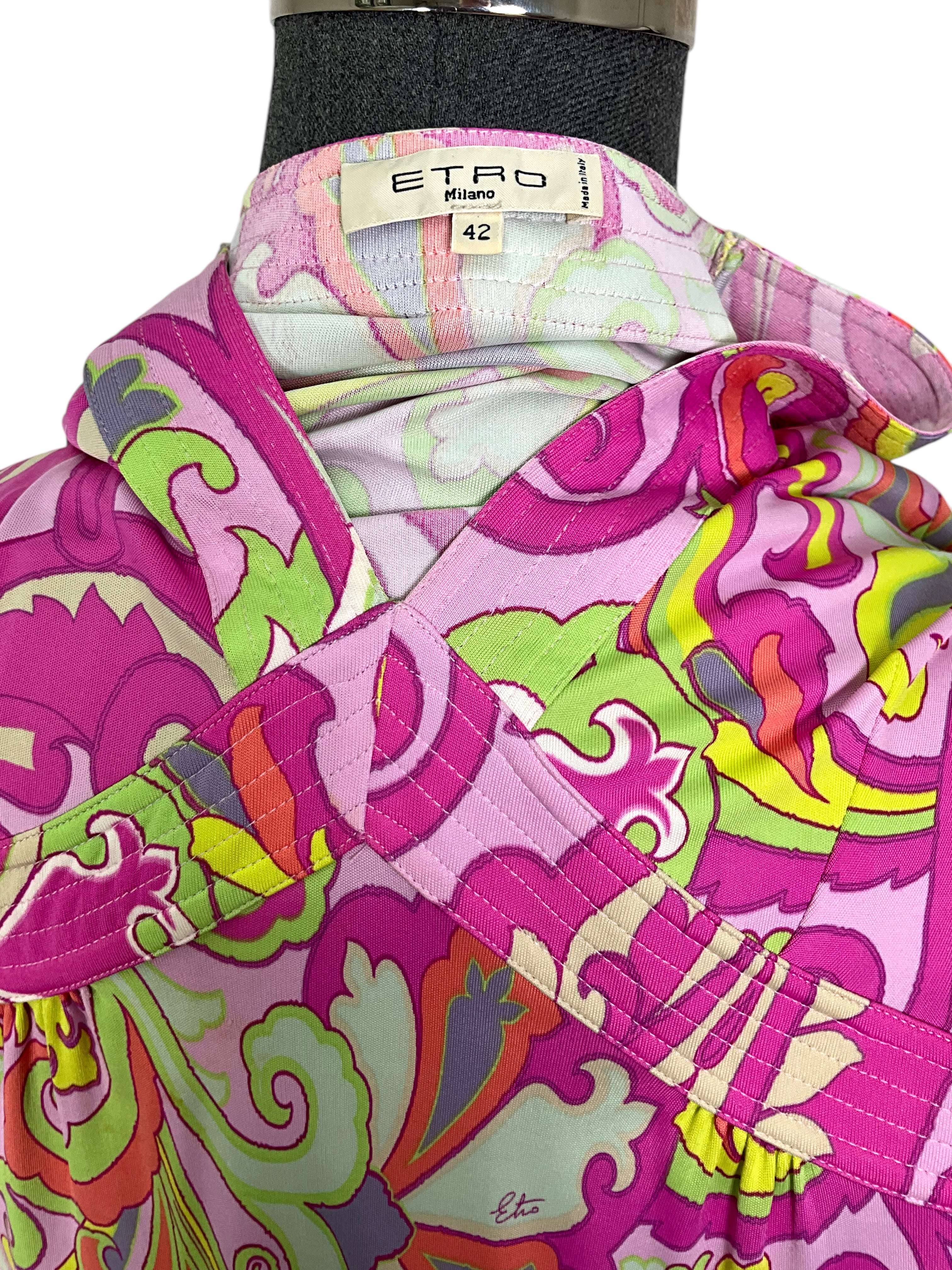 ETRO Abstract Printed Knee Length Dress - Women's Size 42 (US 12) | Elegant Floral Pattern Formal & Casual Wear for Parties, Weddings & Office