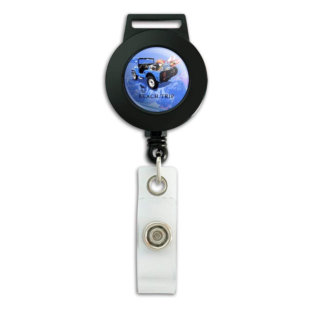 Retractable Surfing Dog Lanyard with ID Badge Holder - Perfect for Beach Trips, Surfing, and Outdoor Adventures