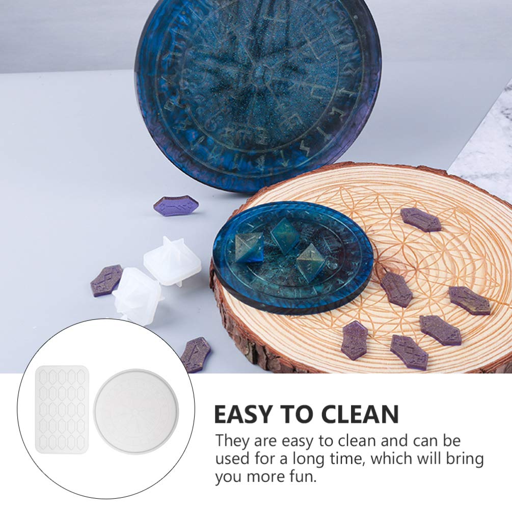 EXCEART 2-Piece Divination Runes Letter Silicone Mold Set - Handmade Resin Trinket Tray for Gelatin & Art Crafts - Perfect for Witchcraft, Wiccan Rituals, DIY Jewelry Making and Spiritual Decorations