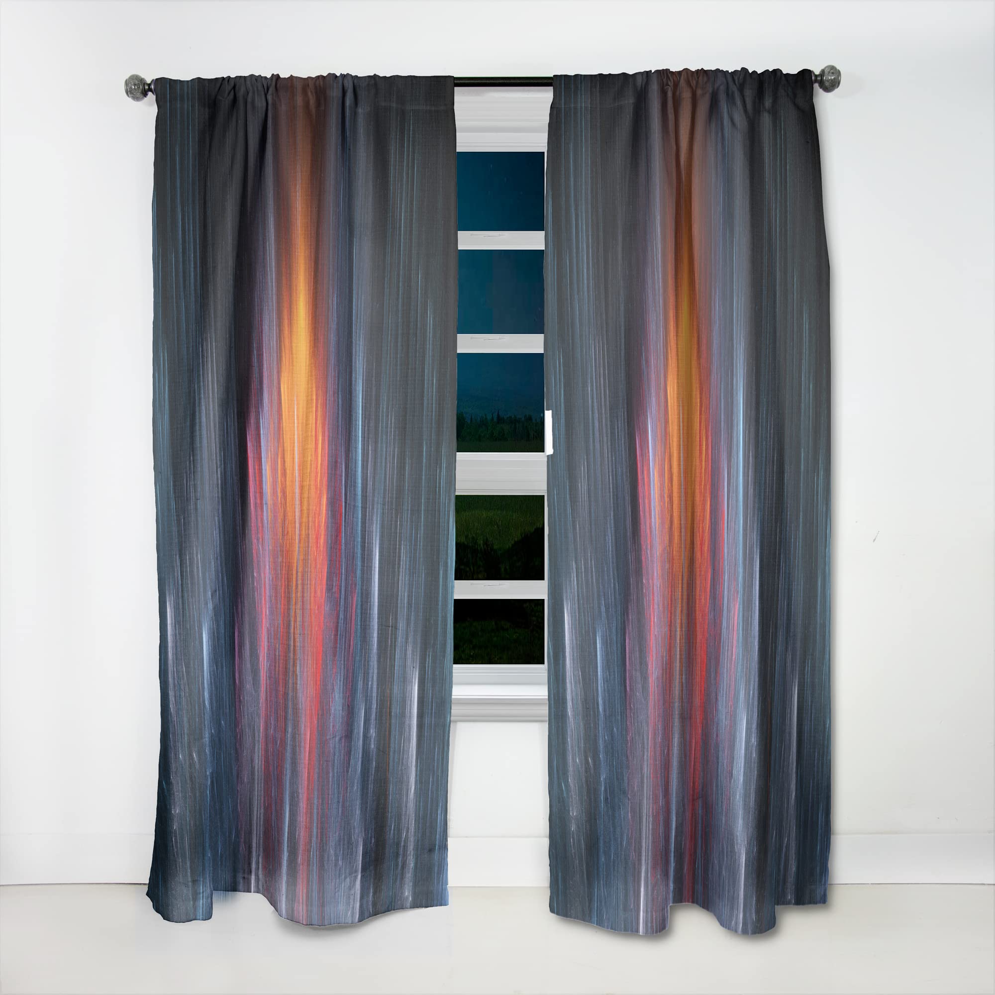 DesignQ 'Fractal Fire' Light Blue Thermal Insulated Curtain Panel - 52x63 Inches - Blackout Drapes for Bedroom & Living Room - Perfect for Energy Efficiency and Light Control