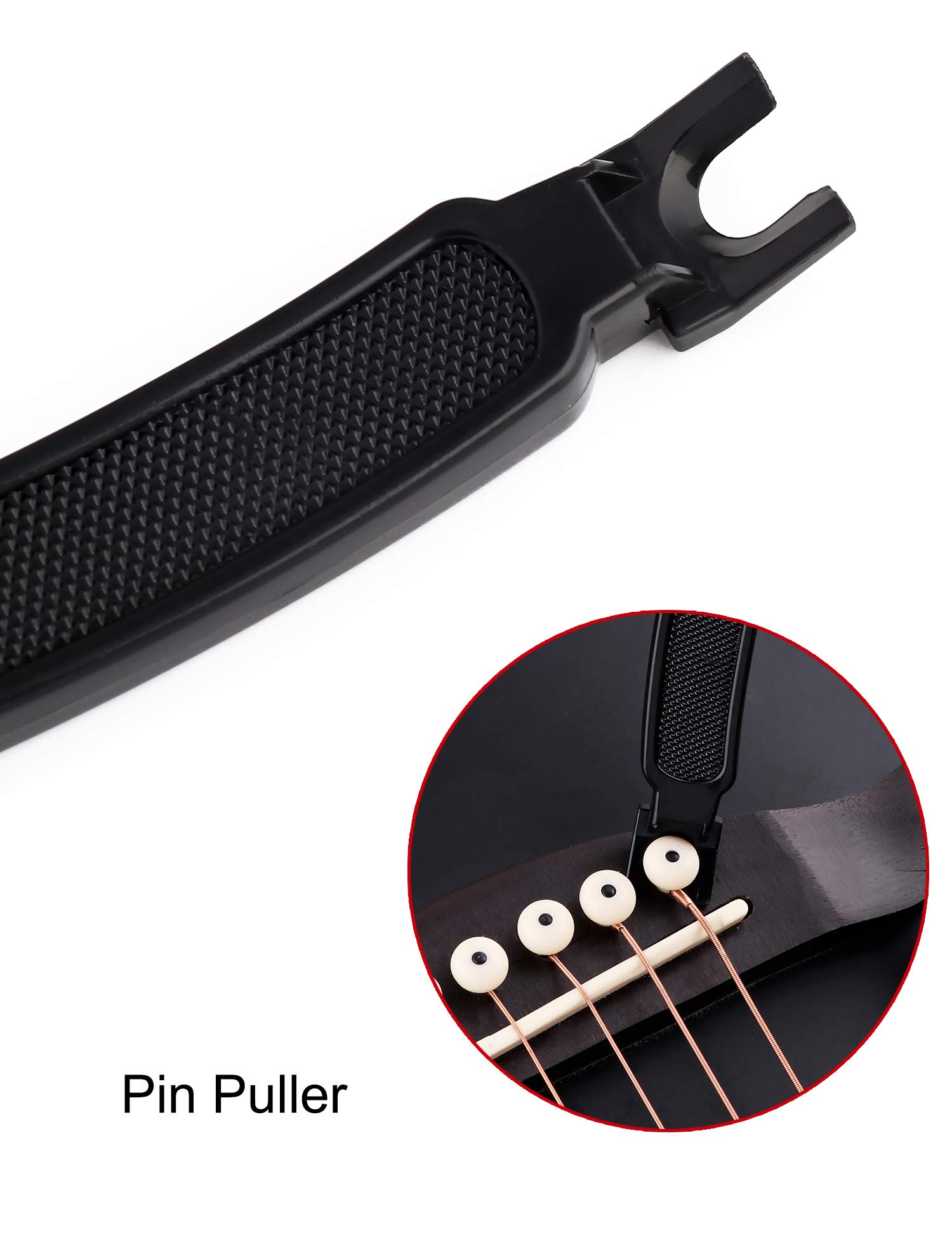 Premium Guitar String Winder & Bridge Pin Puller - 6-in-1 Tool with String Cutter for Acoustic/Electric Guitar, Bass, Banjo, Ukulele, Mandolin - Professional String Changing & Maintenance for Musicians & Luthiers (Black)