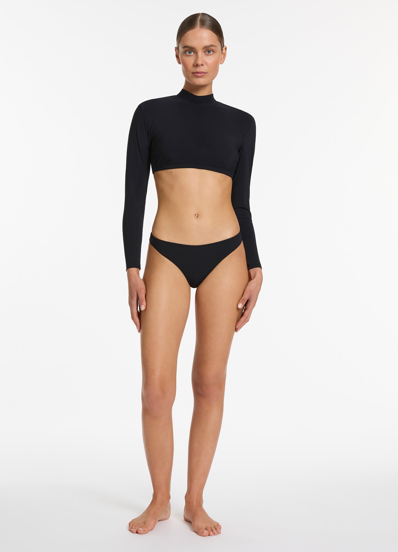 Jetset High Neck Long Sleeve Bikini Top - Black | Swimwear for Women | Perfect for Beach, Pool & Summer Vacations